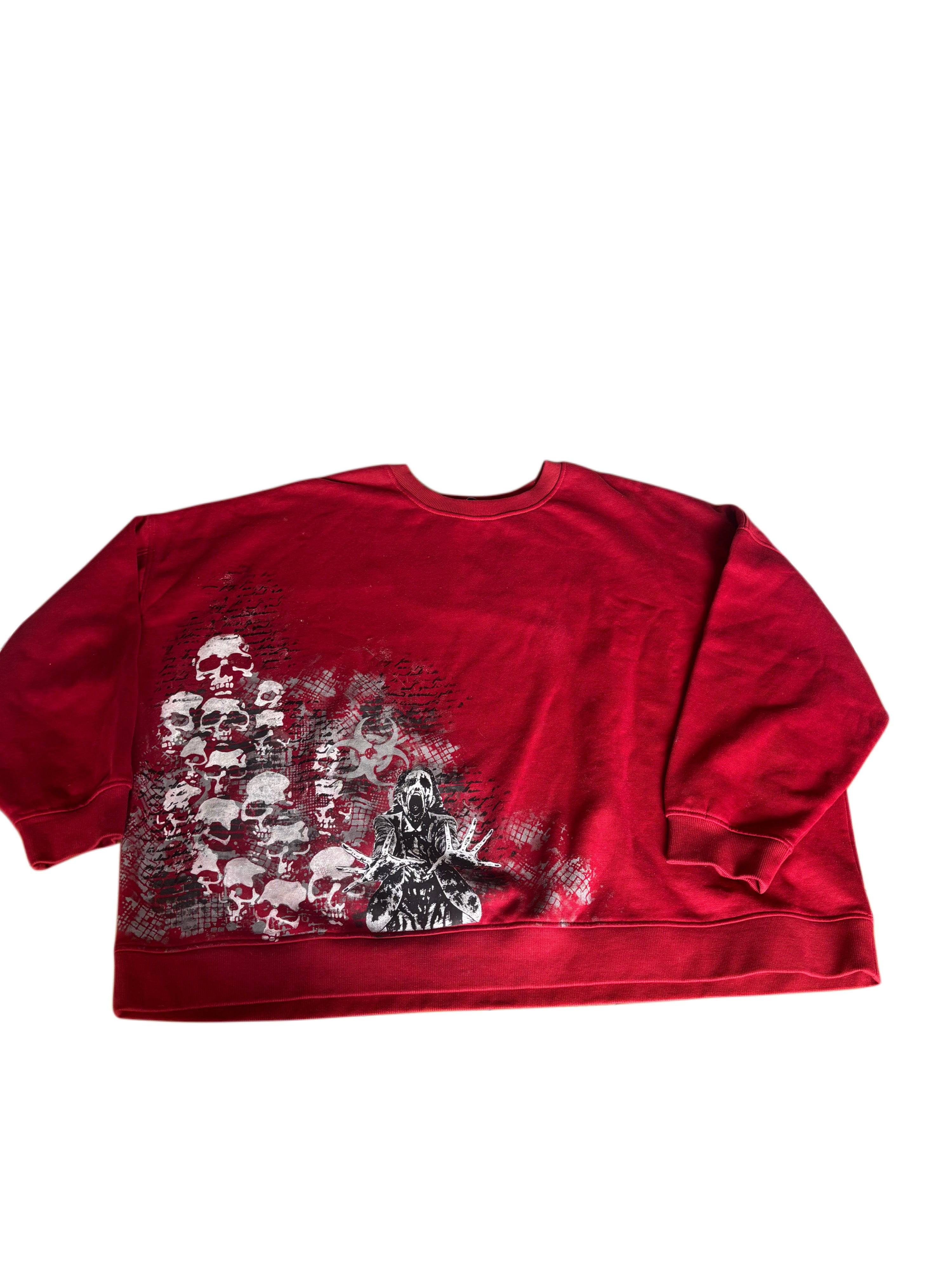 Reworked Junji Ito inspired print red jumper