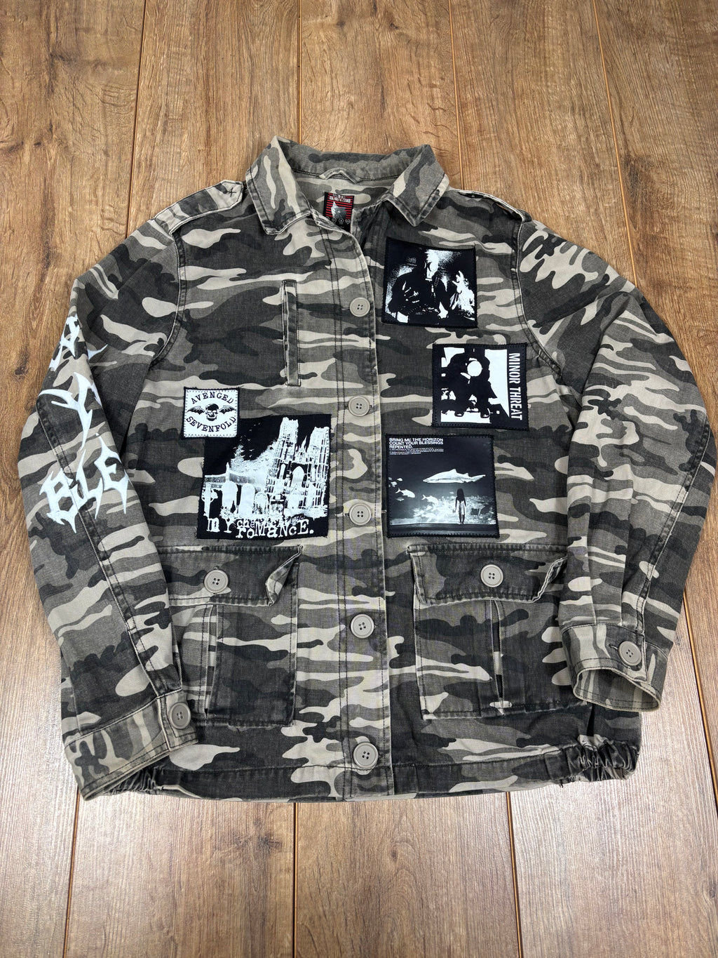 Camo jacket patchwork alternative emo or punk style jacket