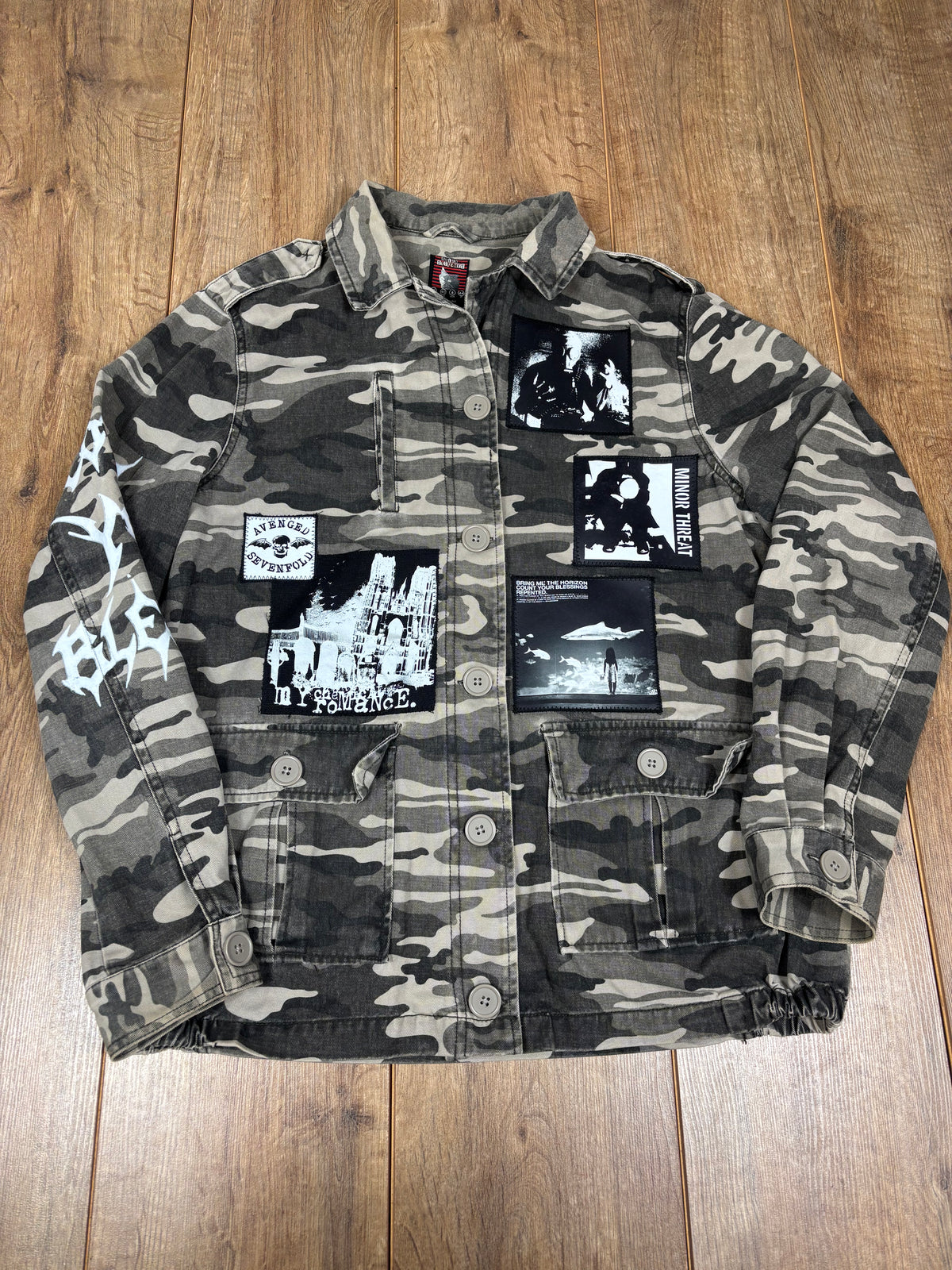 Camo jacket patchwork alternative emo or punk style jacket