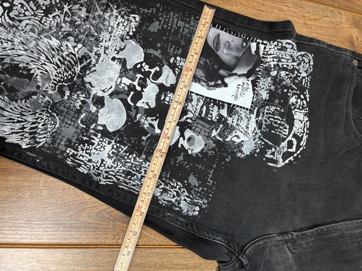 Black Alternative Upcycled Patchwork Demin Baggy Skater Jeans