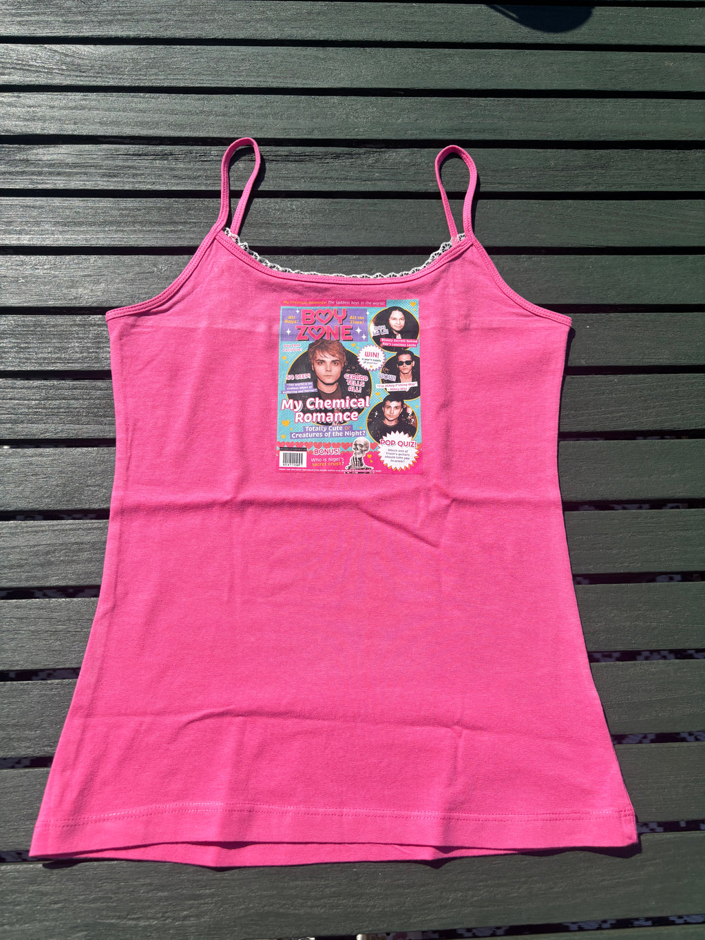 My chemical romance boy zone cami with white lace