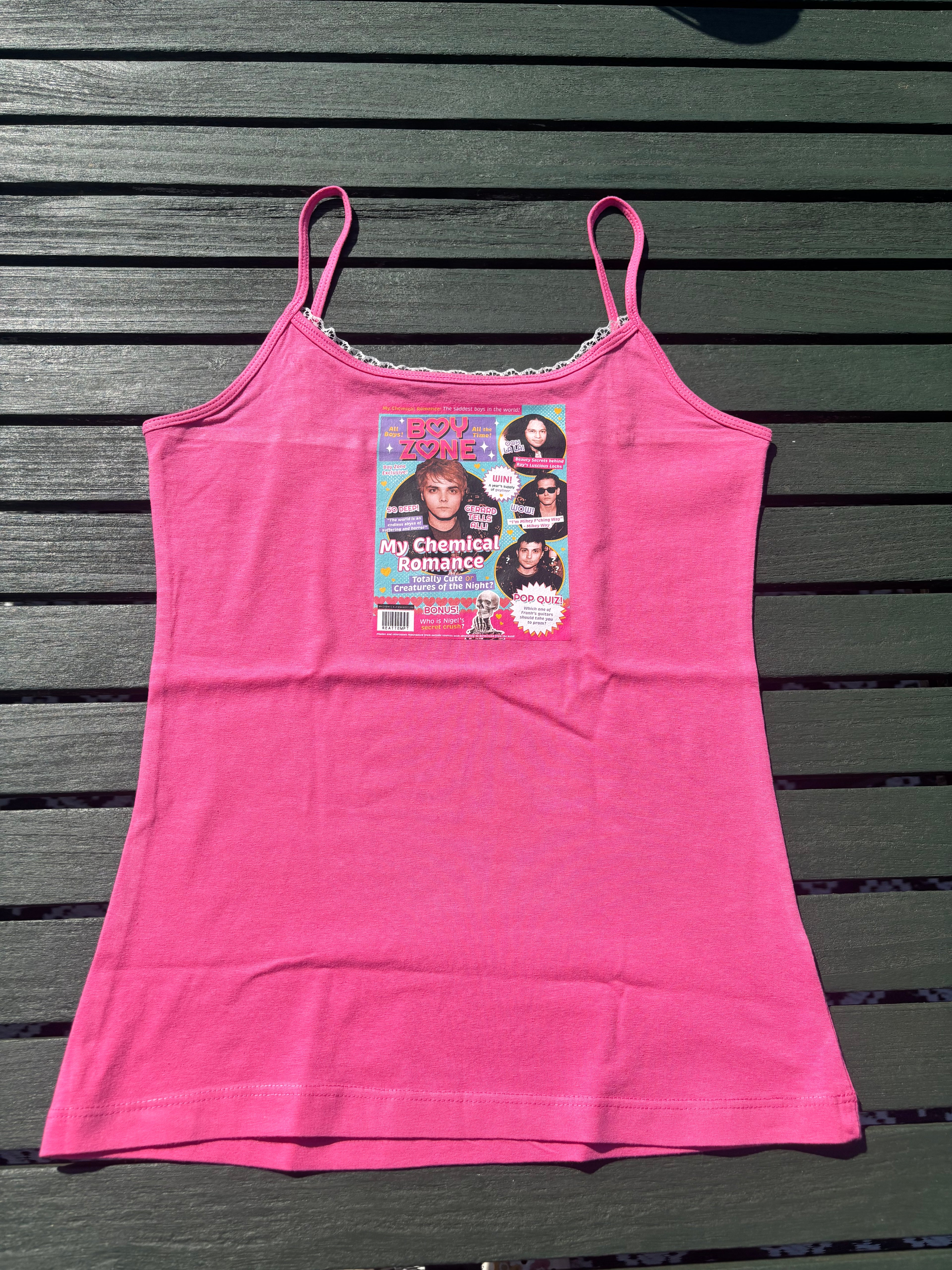 My chemical romance boy zone cami with white lace