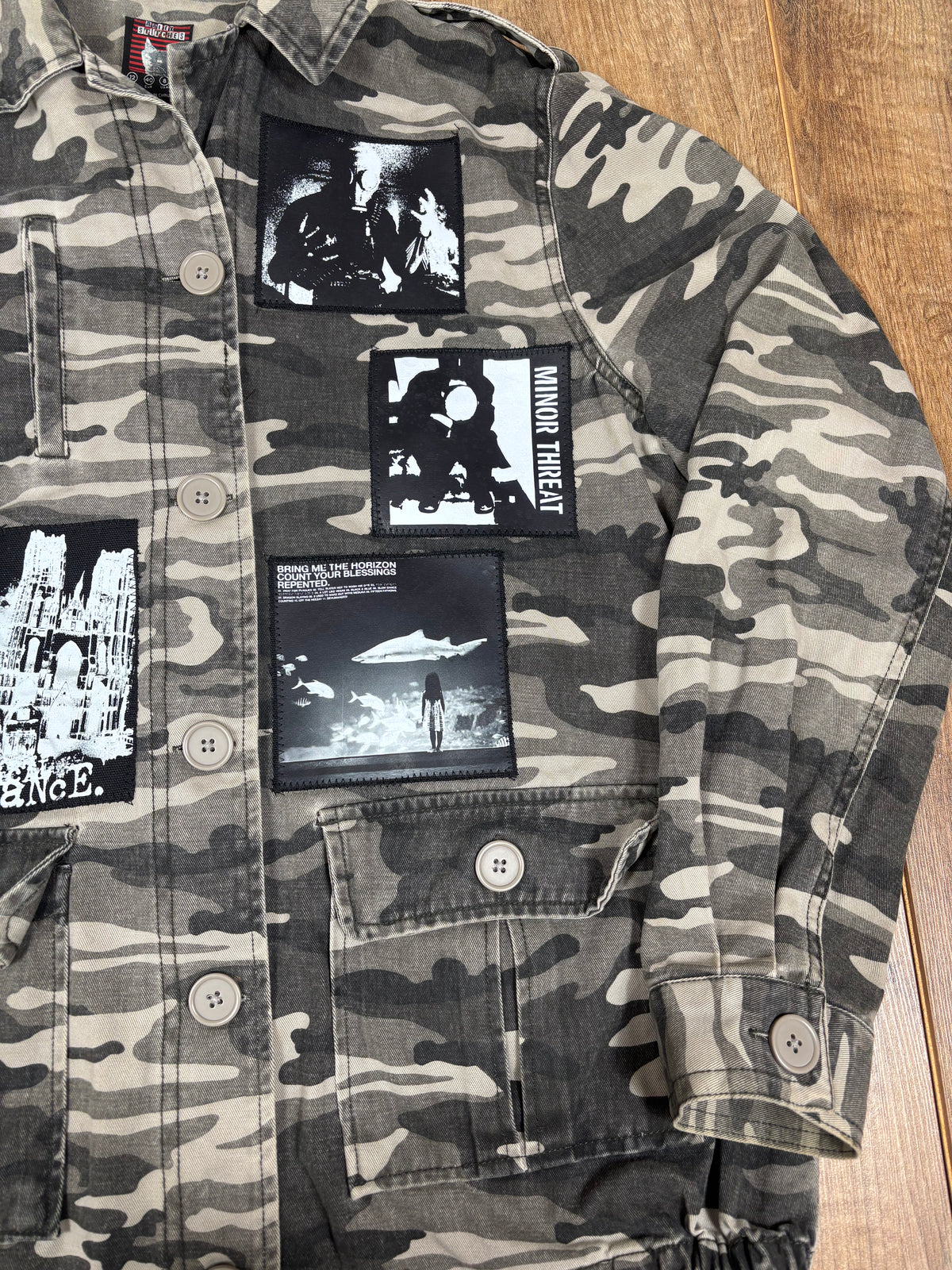 Camo jacket patchwork alternative emo or punk style jacket