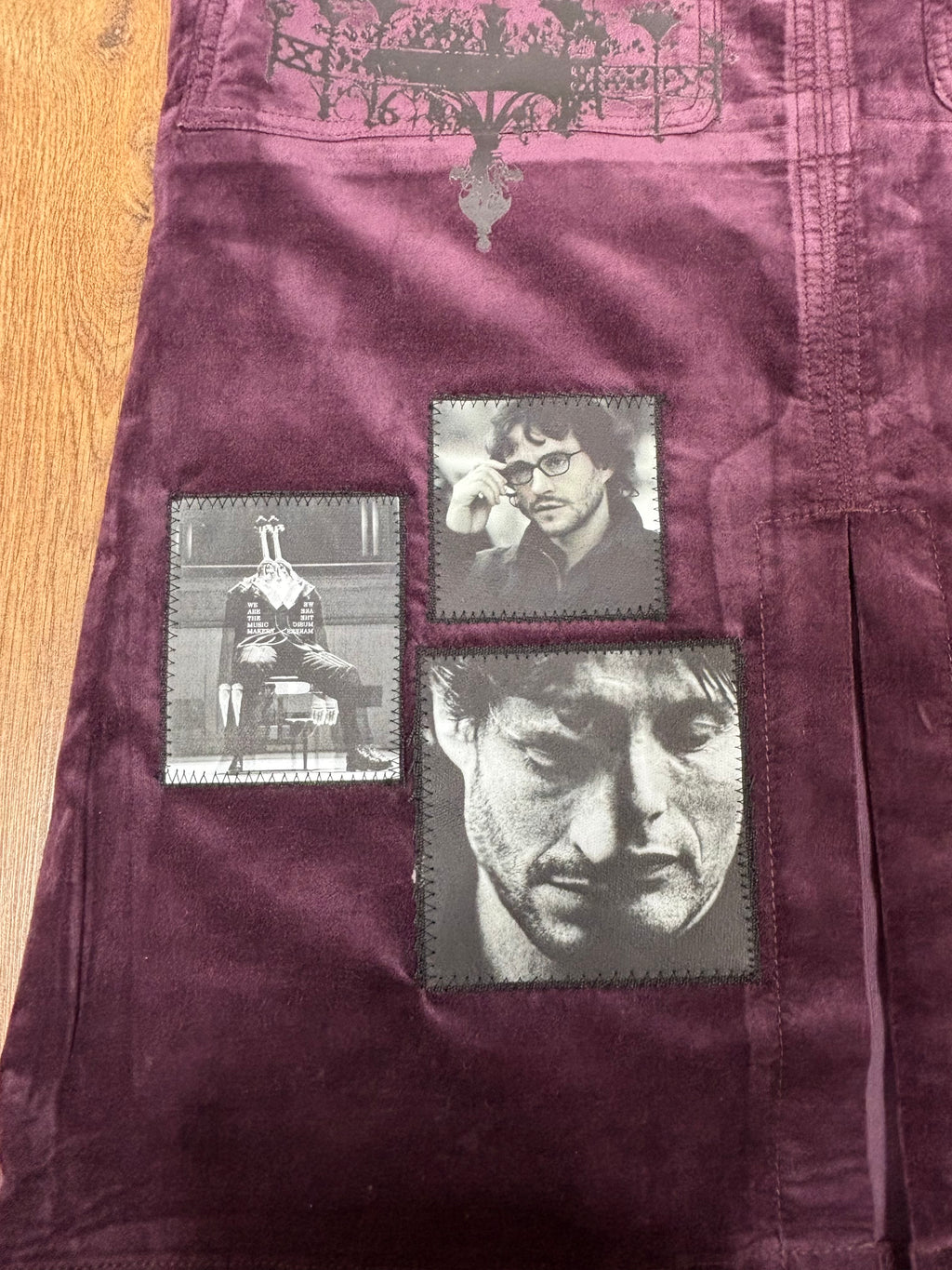 Purple Hannibal Velvet Demin style mid length skirt