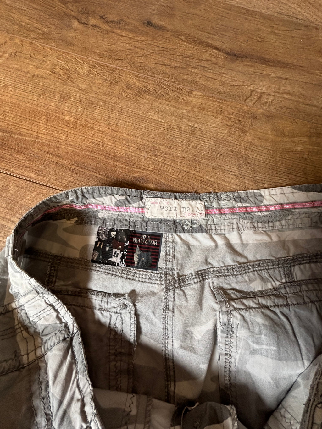 Ladys camo alternative patch horror shorts