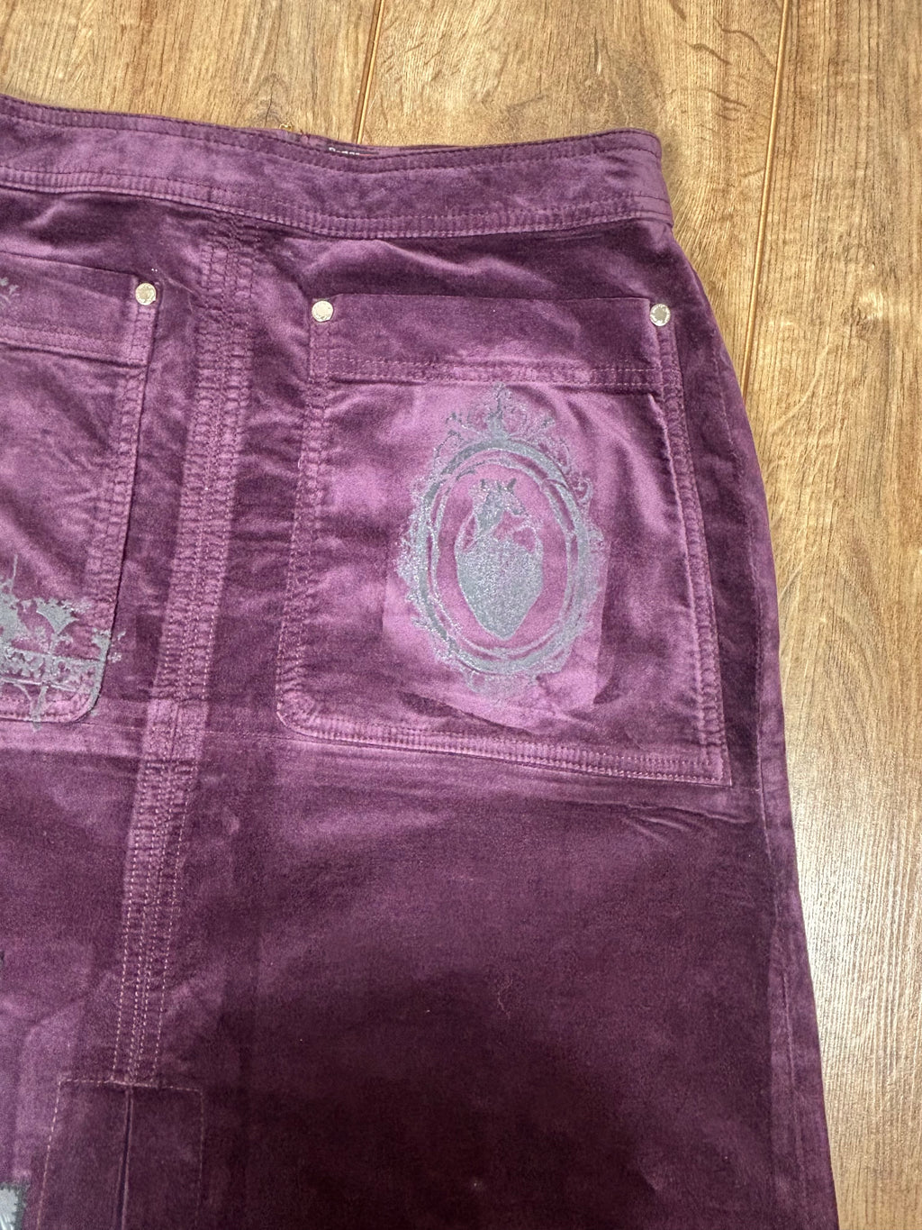 Purple Hannibal Velvet Demin style mid length skirt
