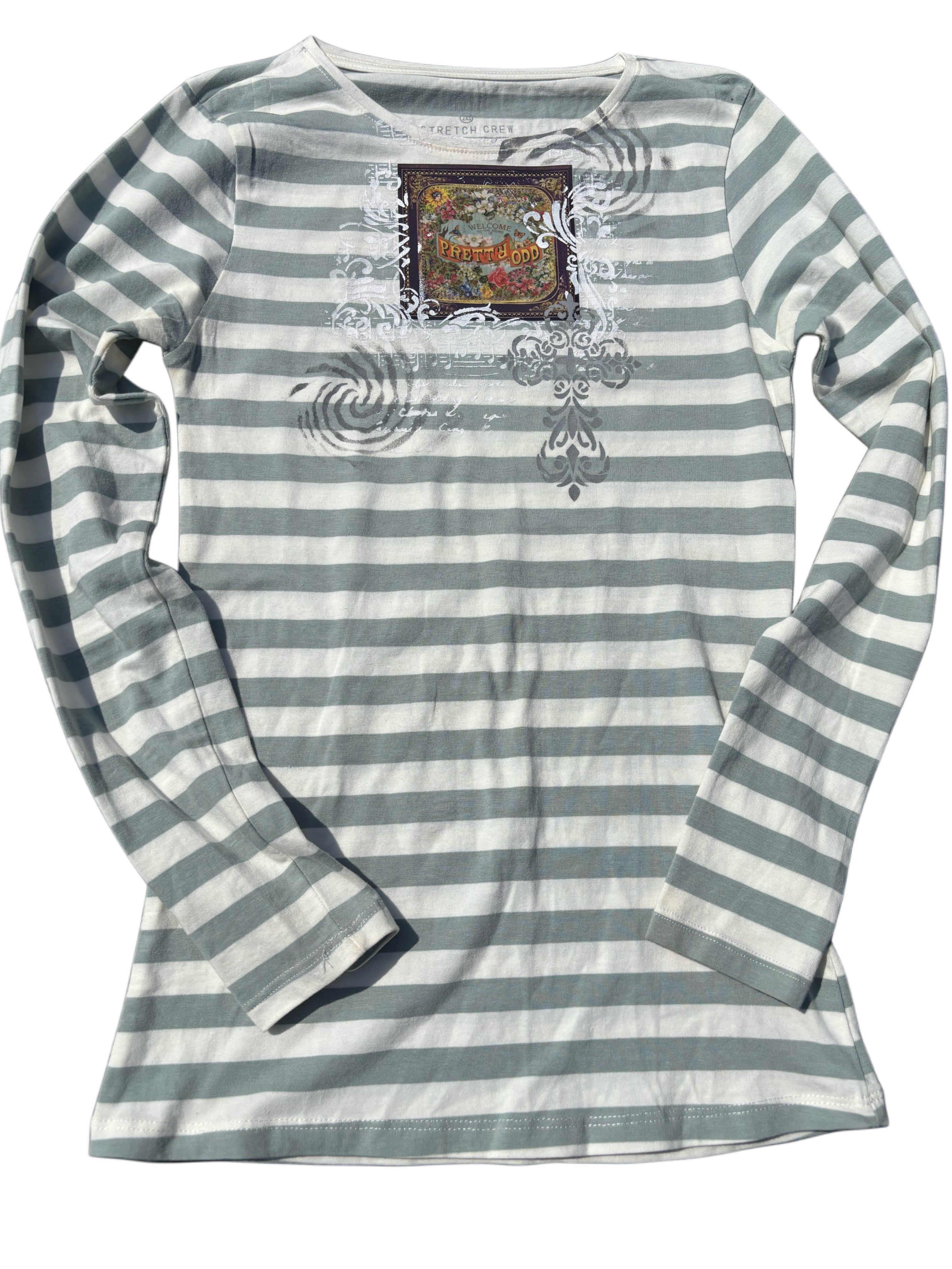 Pretty Odd Panic at the Disco pale teal and white long sleeved