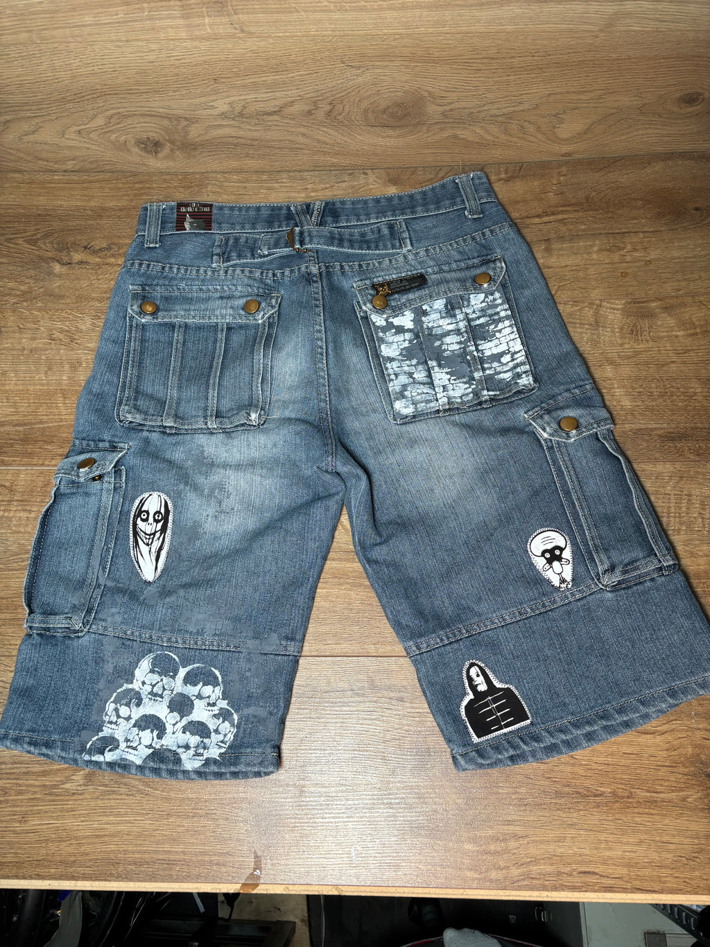 Men’s no fear blue cargos demin skater shorts