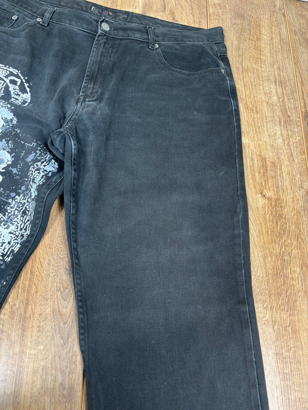 Black Alternative Upcycled Patchwork Demin Baggy Skater Jeans