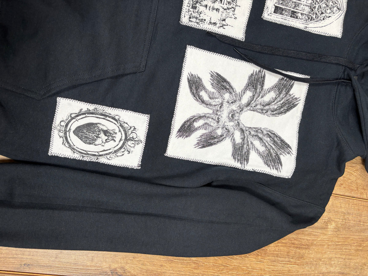 Alternative Black And White Patchwork Hoodie
