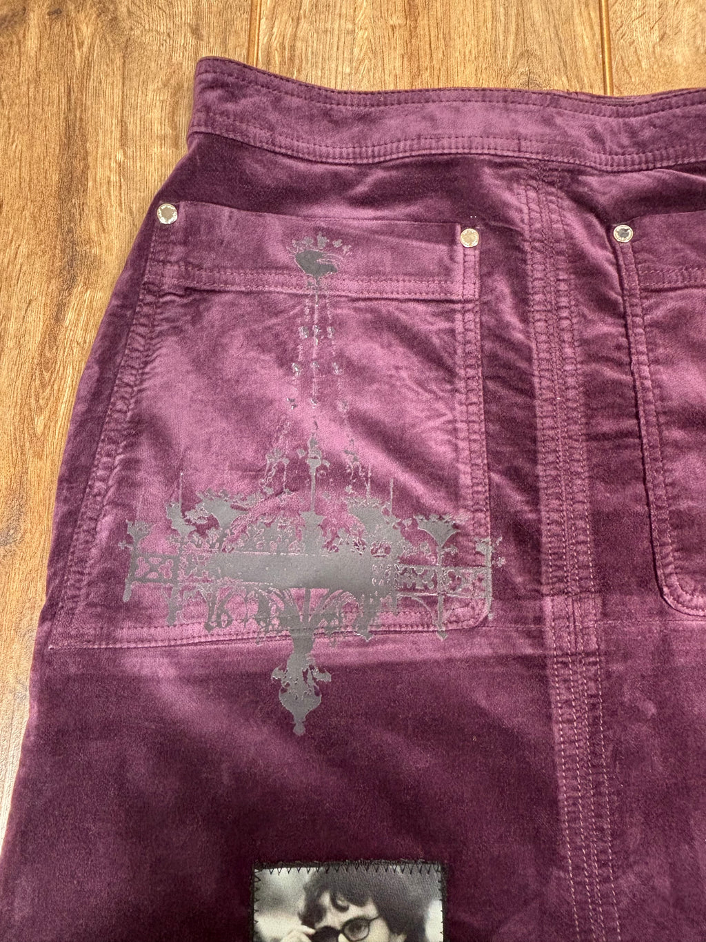 Purple Hannibal Velvet Demin style mid length skirt