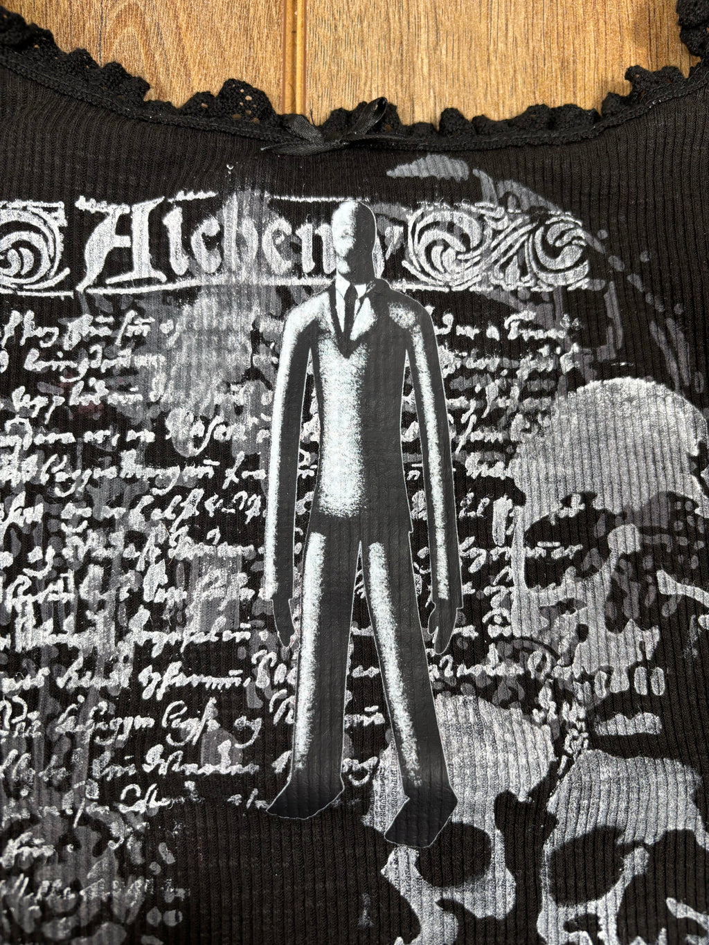 Slenderman black Laced upcycled tank top