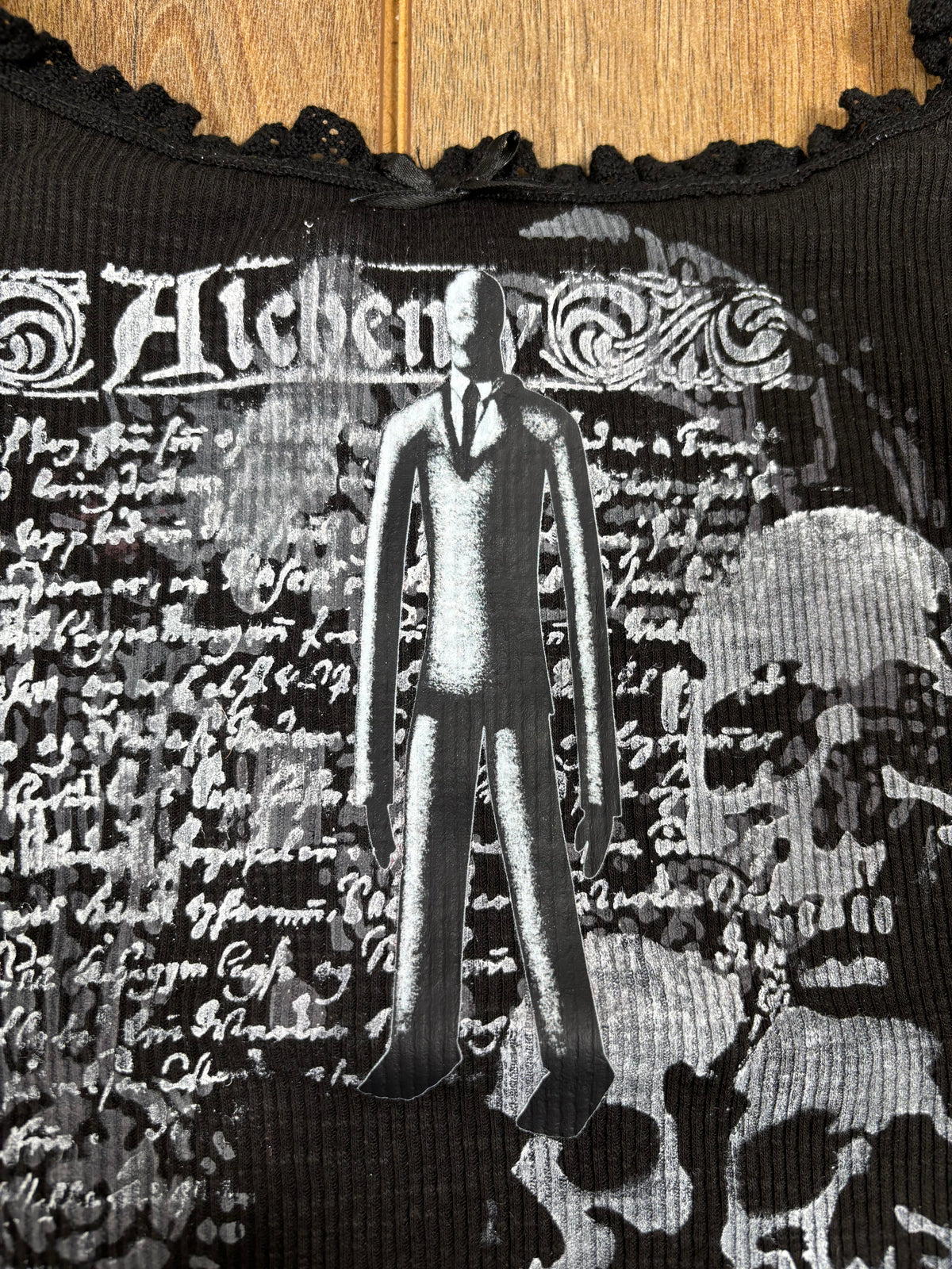 Slenderman black Laced upcycled tank top