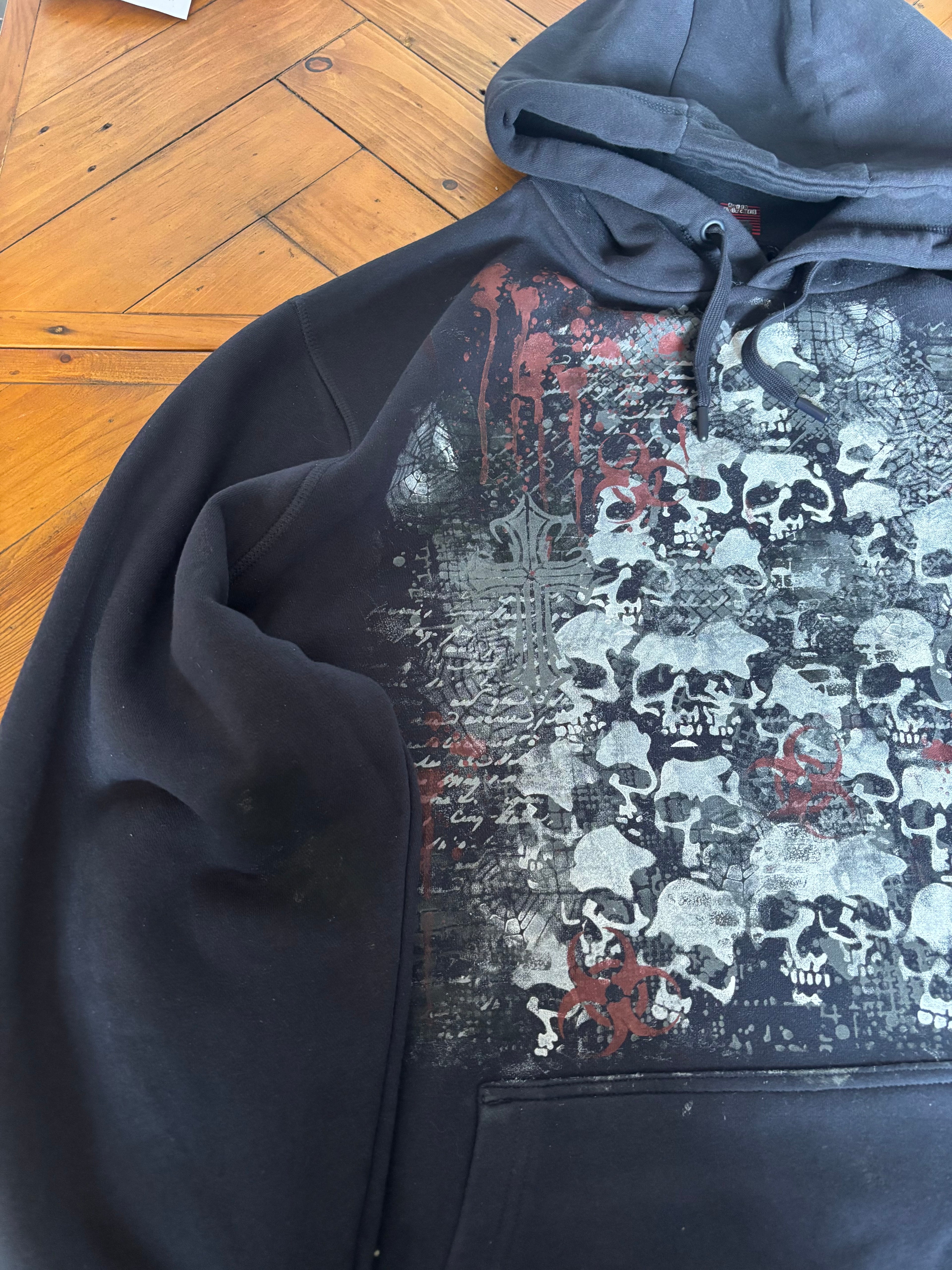 28 days later inspired zombie skull hoodie