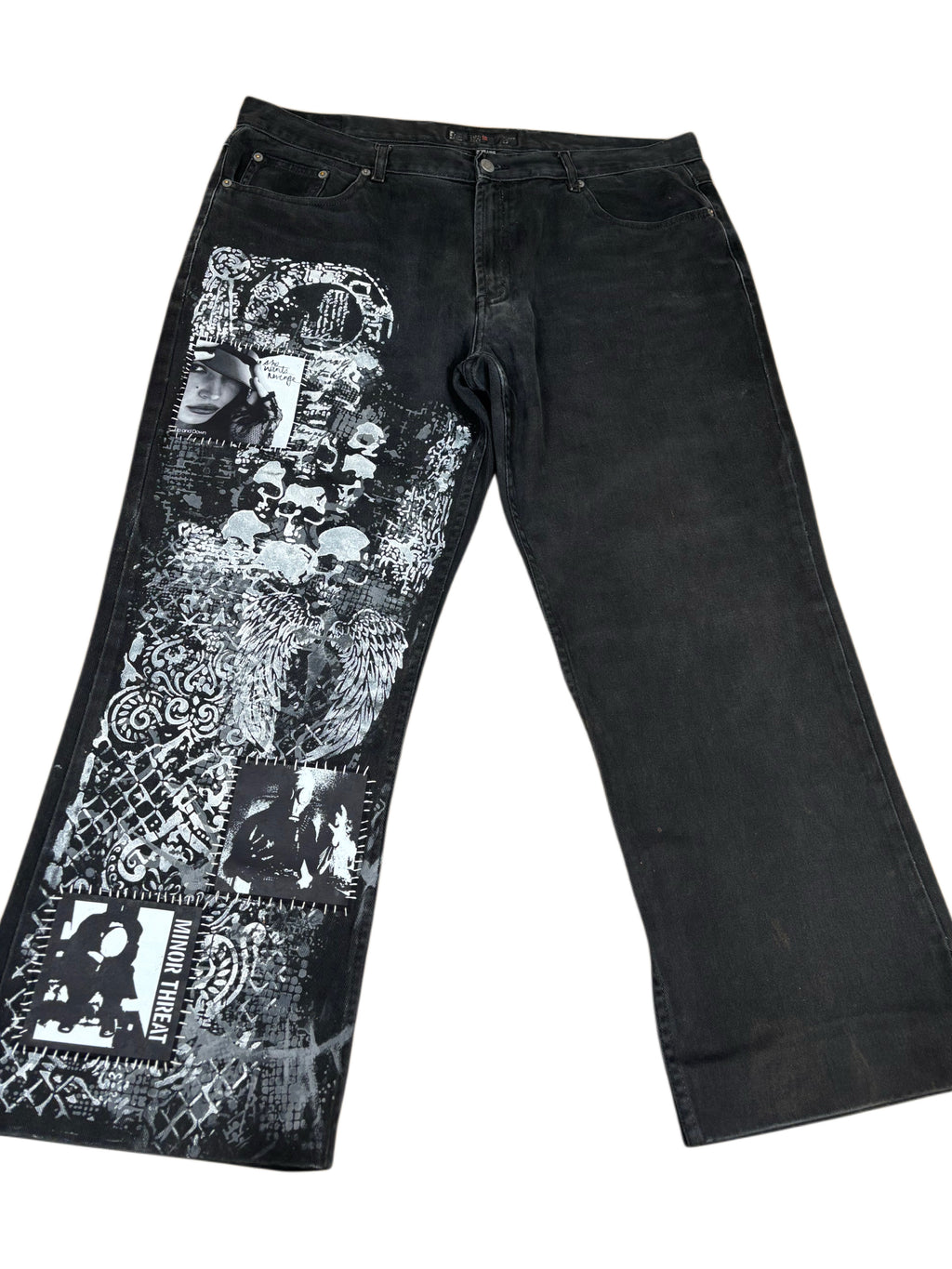 Black Alternative Upcycled Patchwork Demin Baggy Skater Jeans