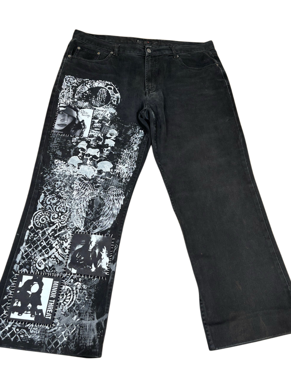Black Alternative Upcycled Patchwork Demin Baggy Skater Jeans