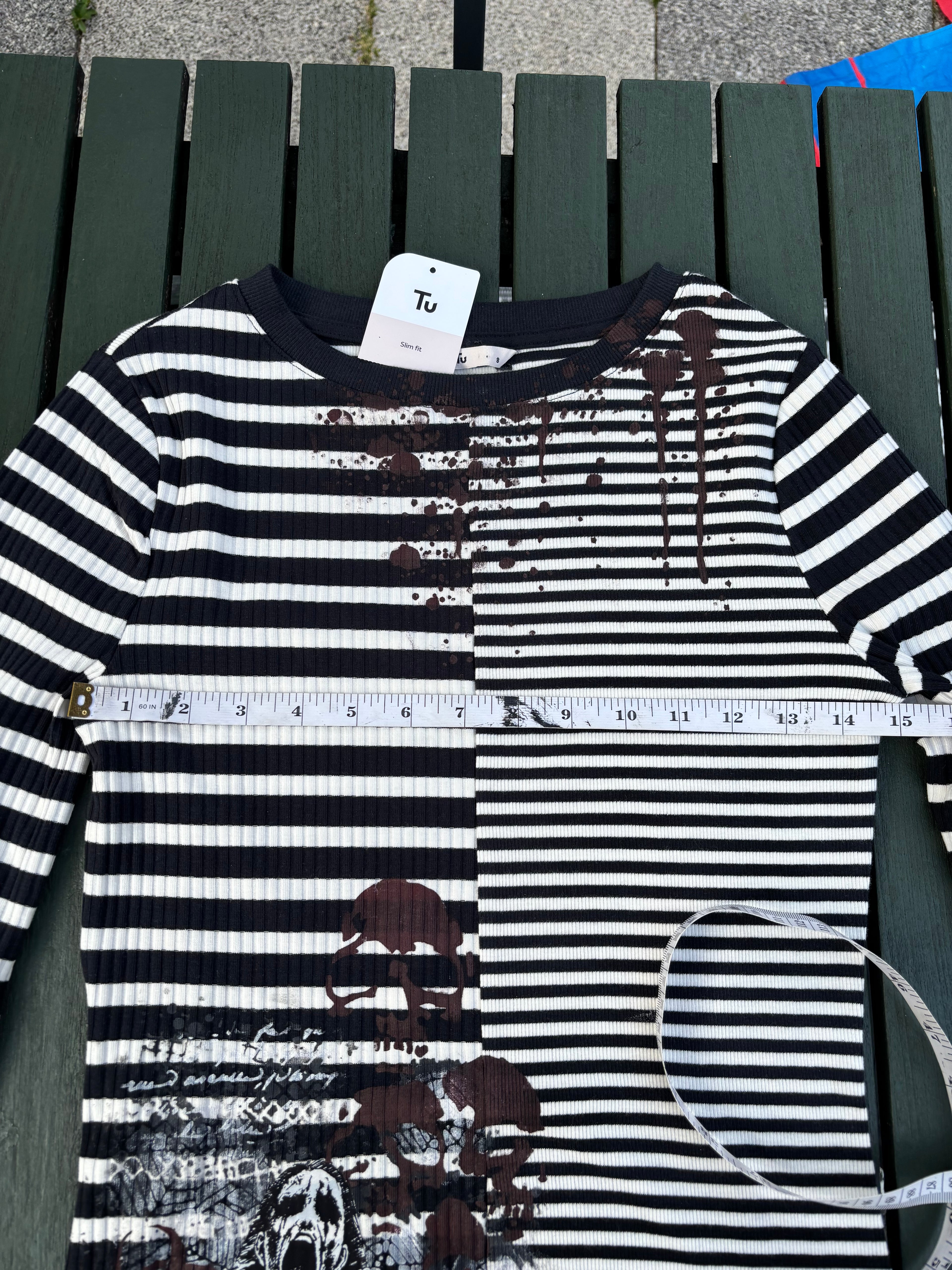Striped long sleeved flair wrist striped tshirt