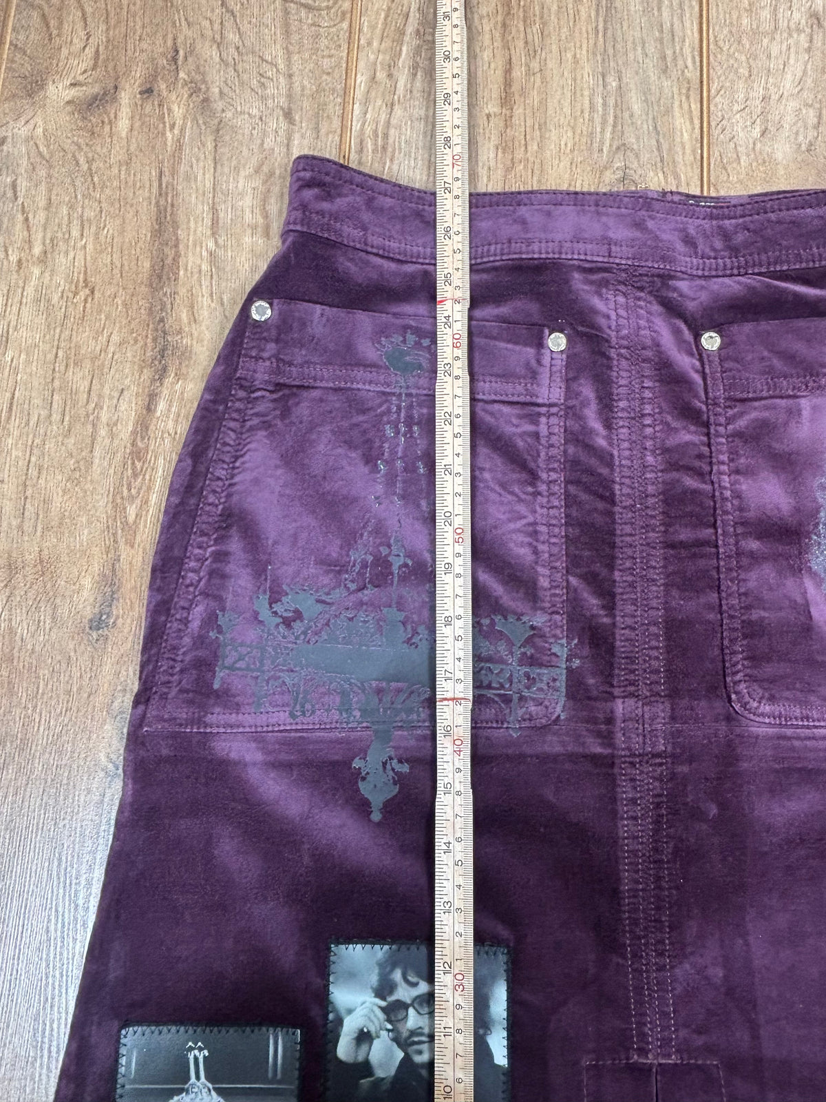 Purple Hannibal Velvet Demin style mid length skirt