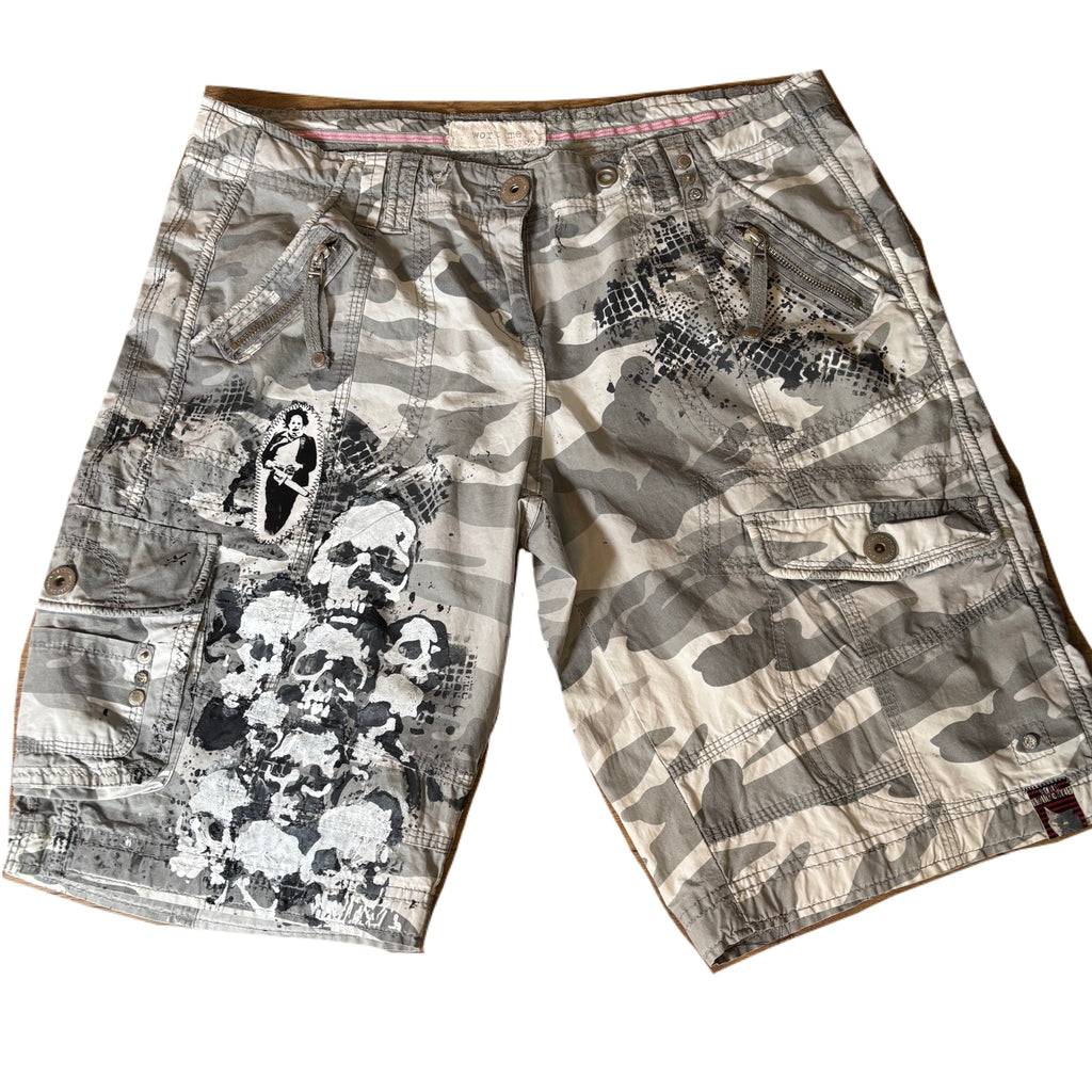 Ladys camo alternative patch horror shorts