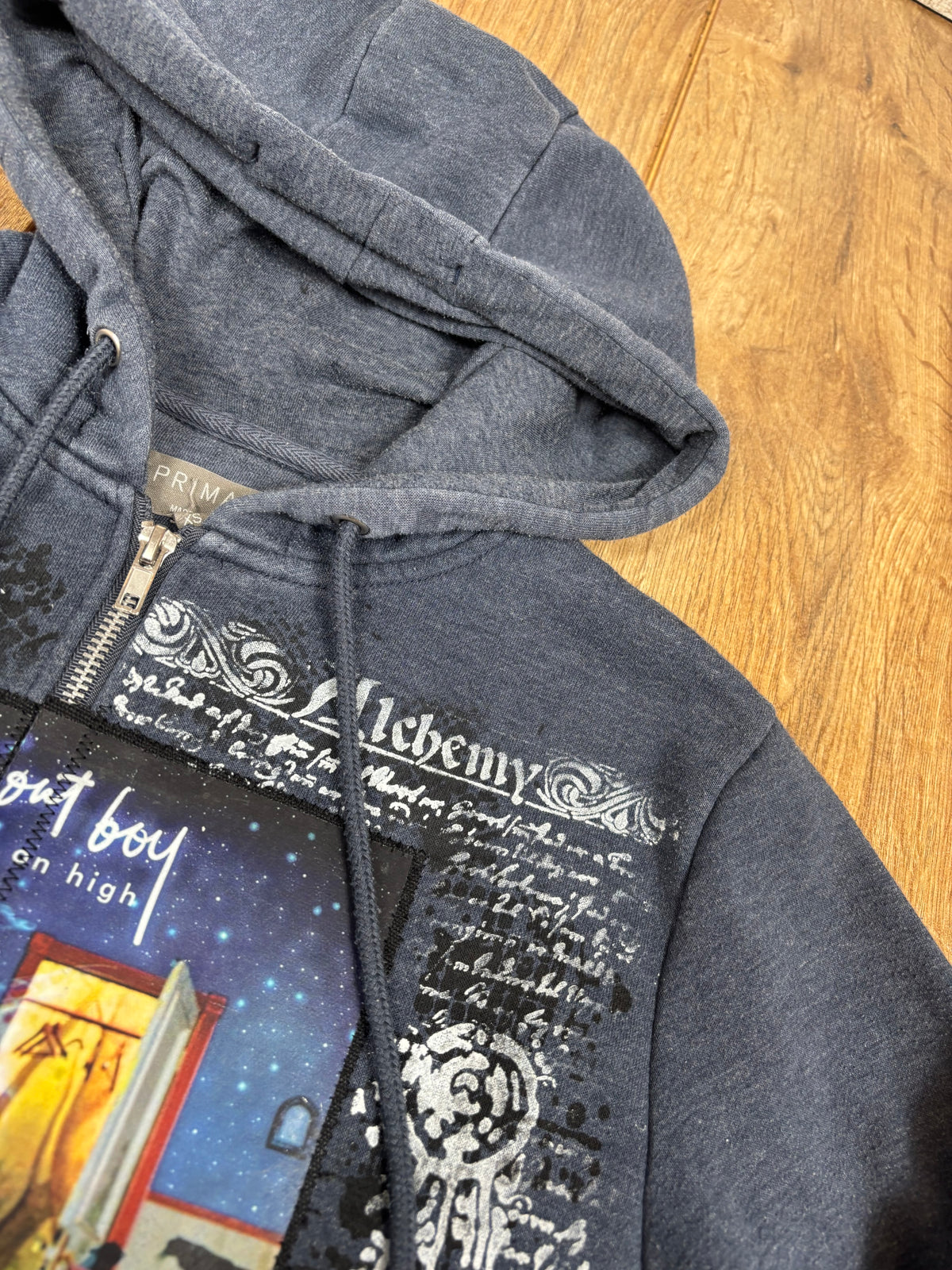 Fall Out Boy upcycled blue alternative zip up jumper