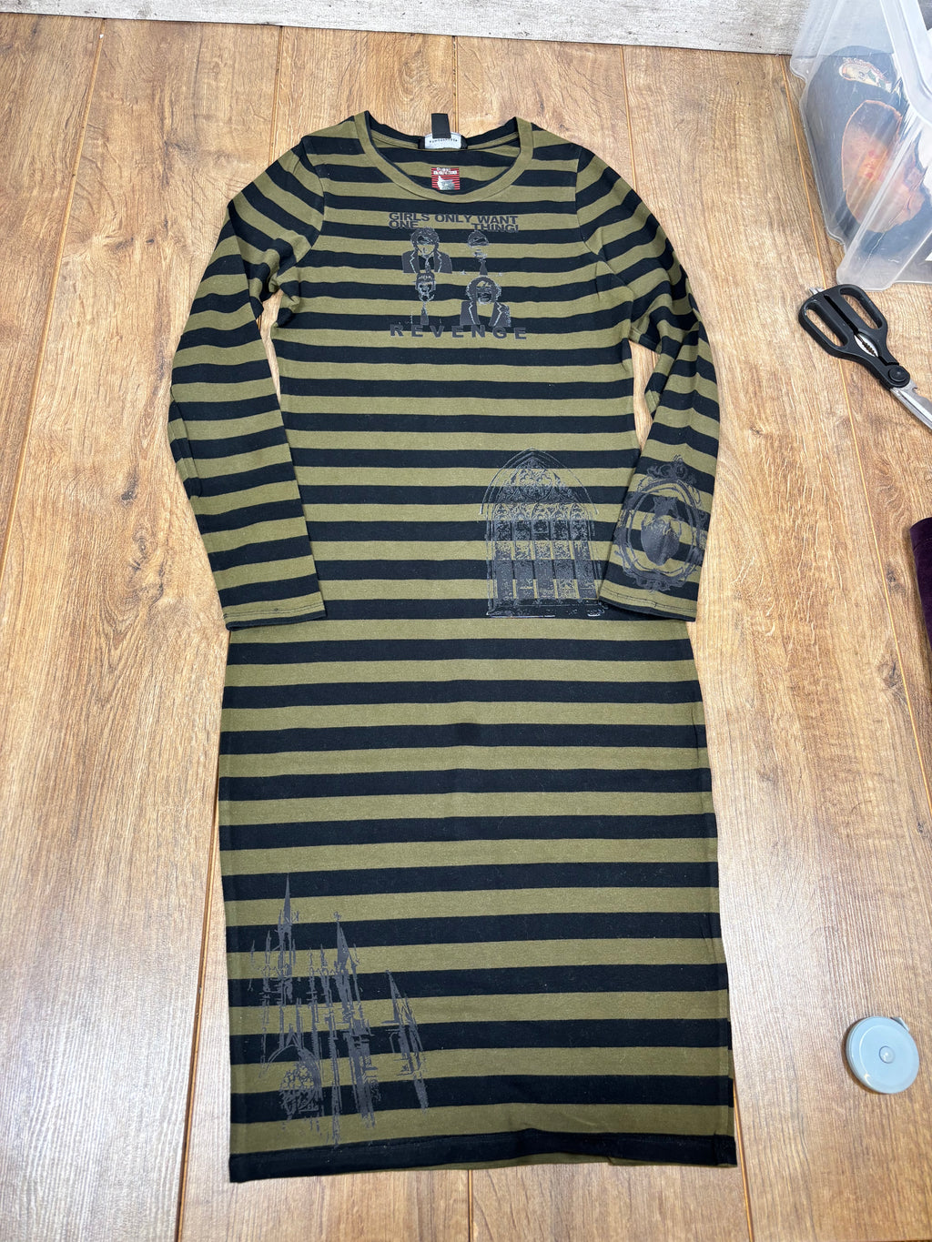 My chemical romance green and black striped long sleeve maxi stretchy dress