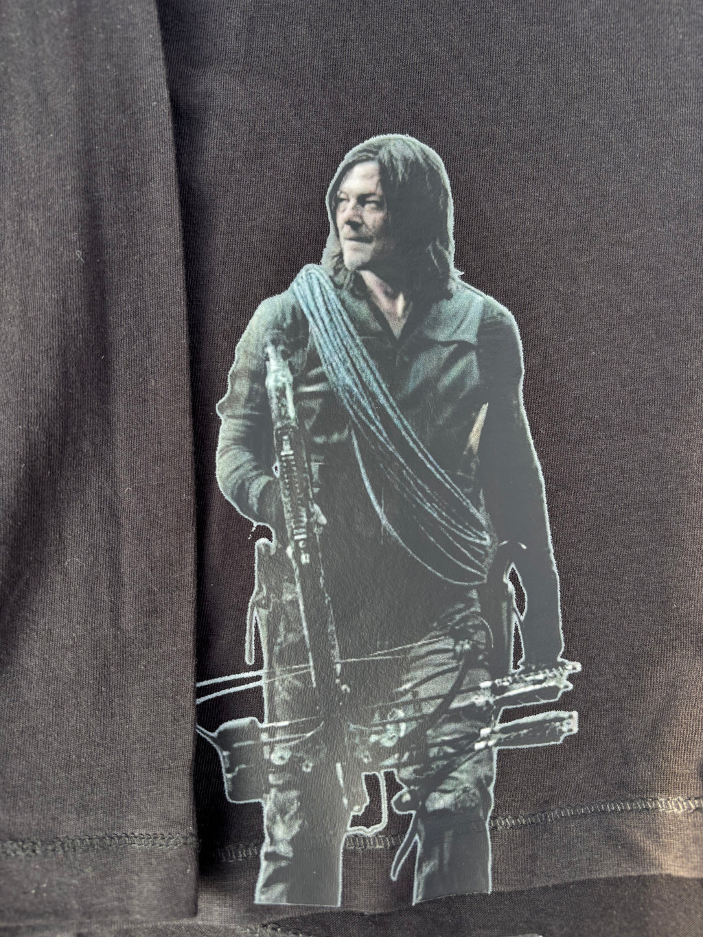 TWD Daryl Dixon inspired upcycled long sleeved black tshirt with wings