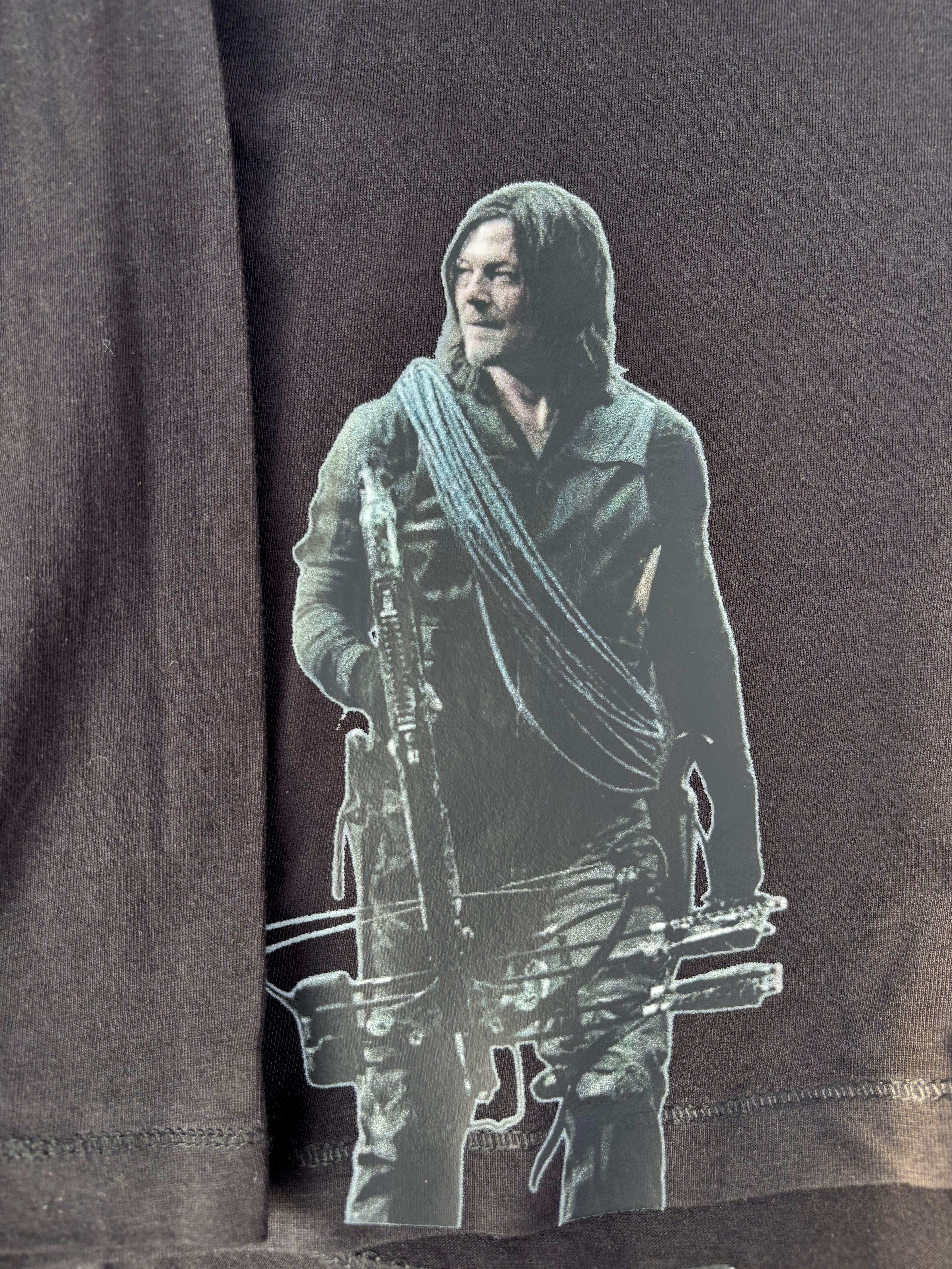 TWD Daryl Dixon inspired upcycled long sleeved black tshirt with wings