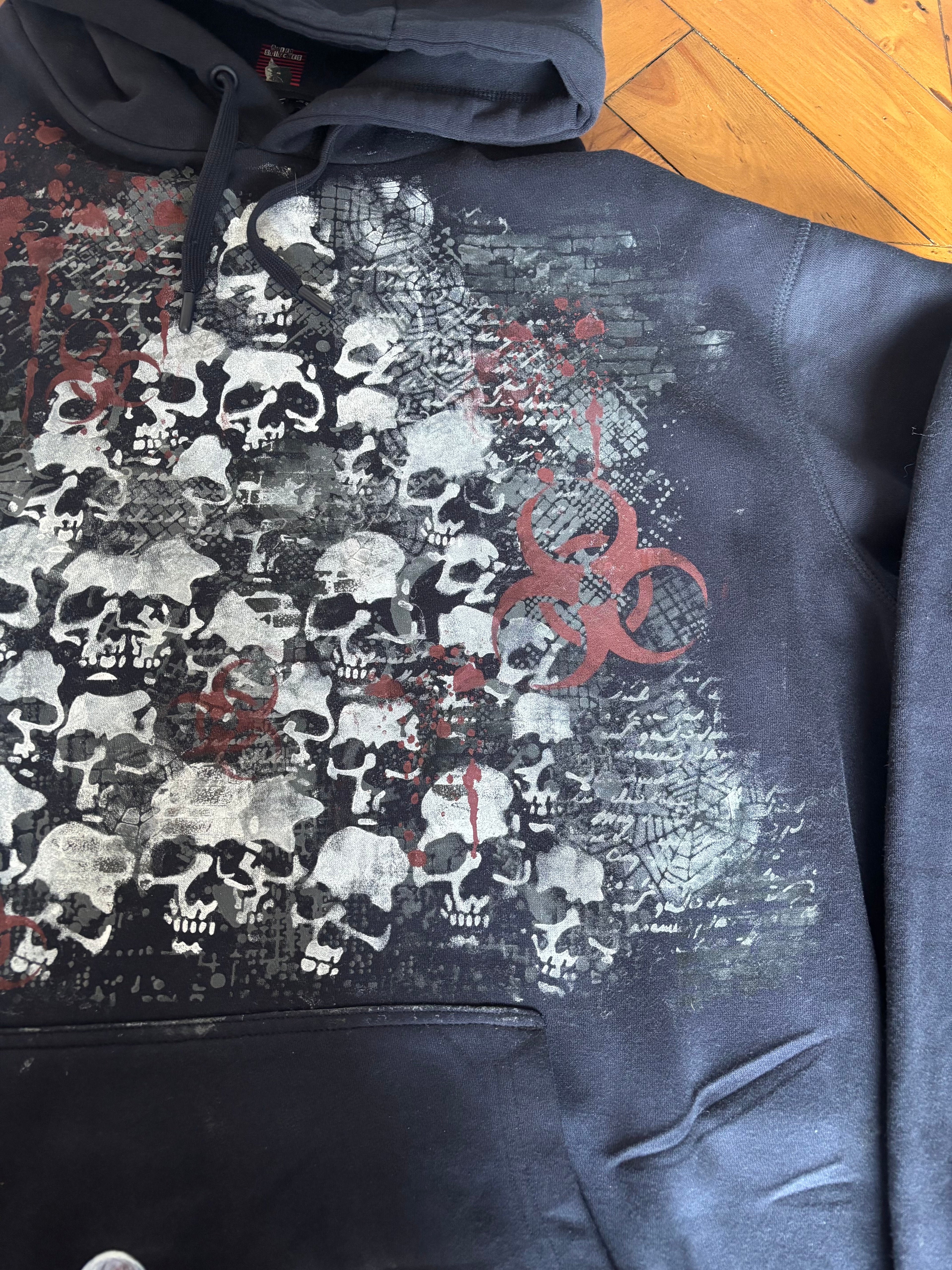 28 days later inspired zombie skull hoodie