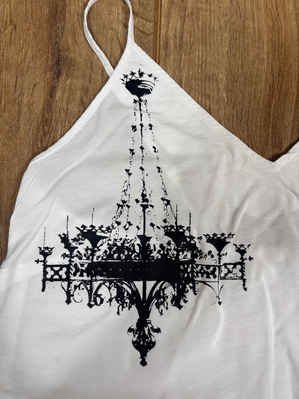 White upcycled vintage style house print tank top vest
