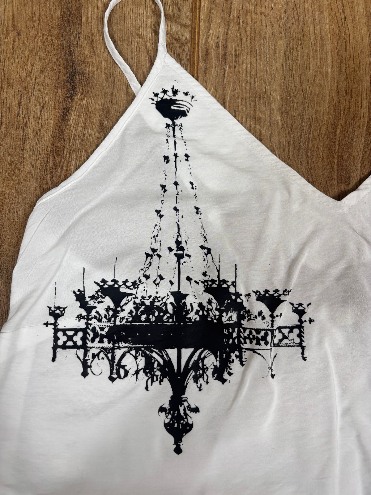 White upcycled vintage style house print tank top vest