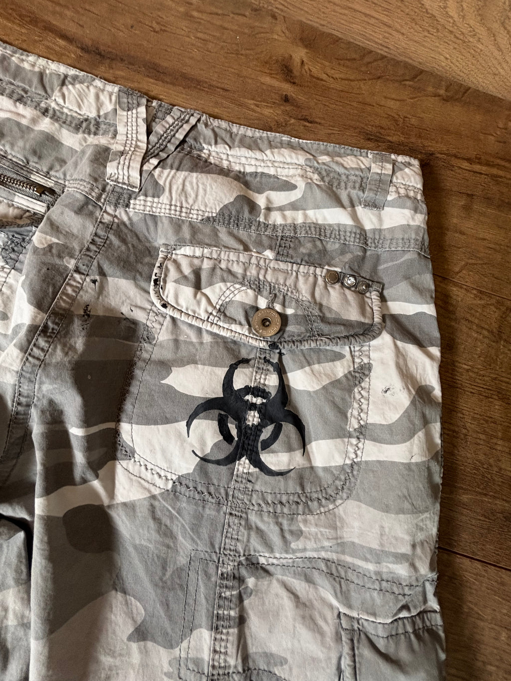Ladys camo alternative patch horror shorts