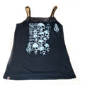 Laced black lady’s tank top with skull print
