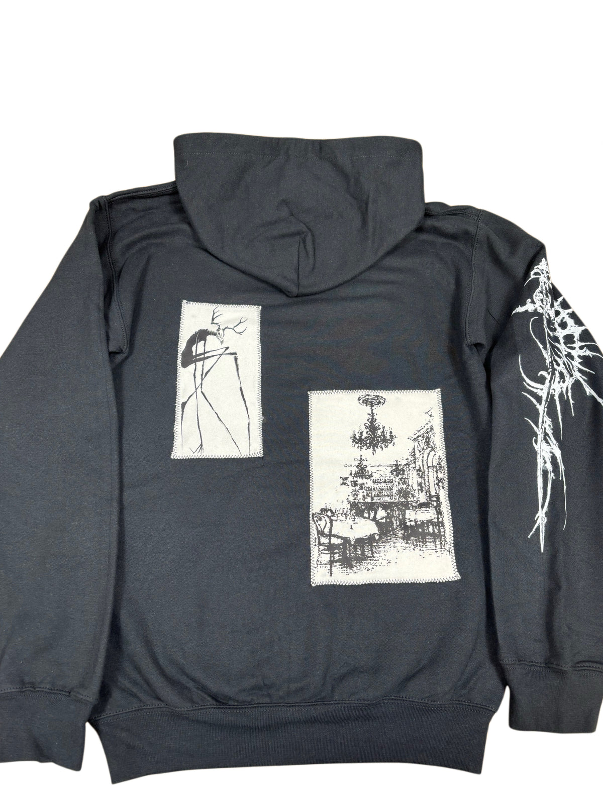 Alternative Black And White Patchwork Hoodie