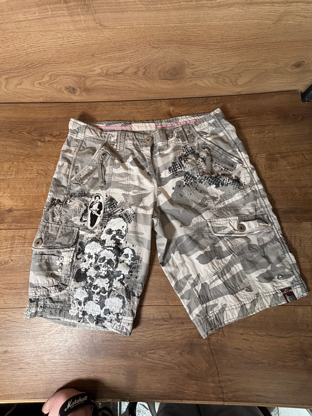 Ladys camo alternative patch horror shorts