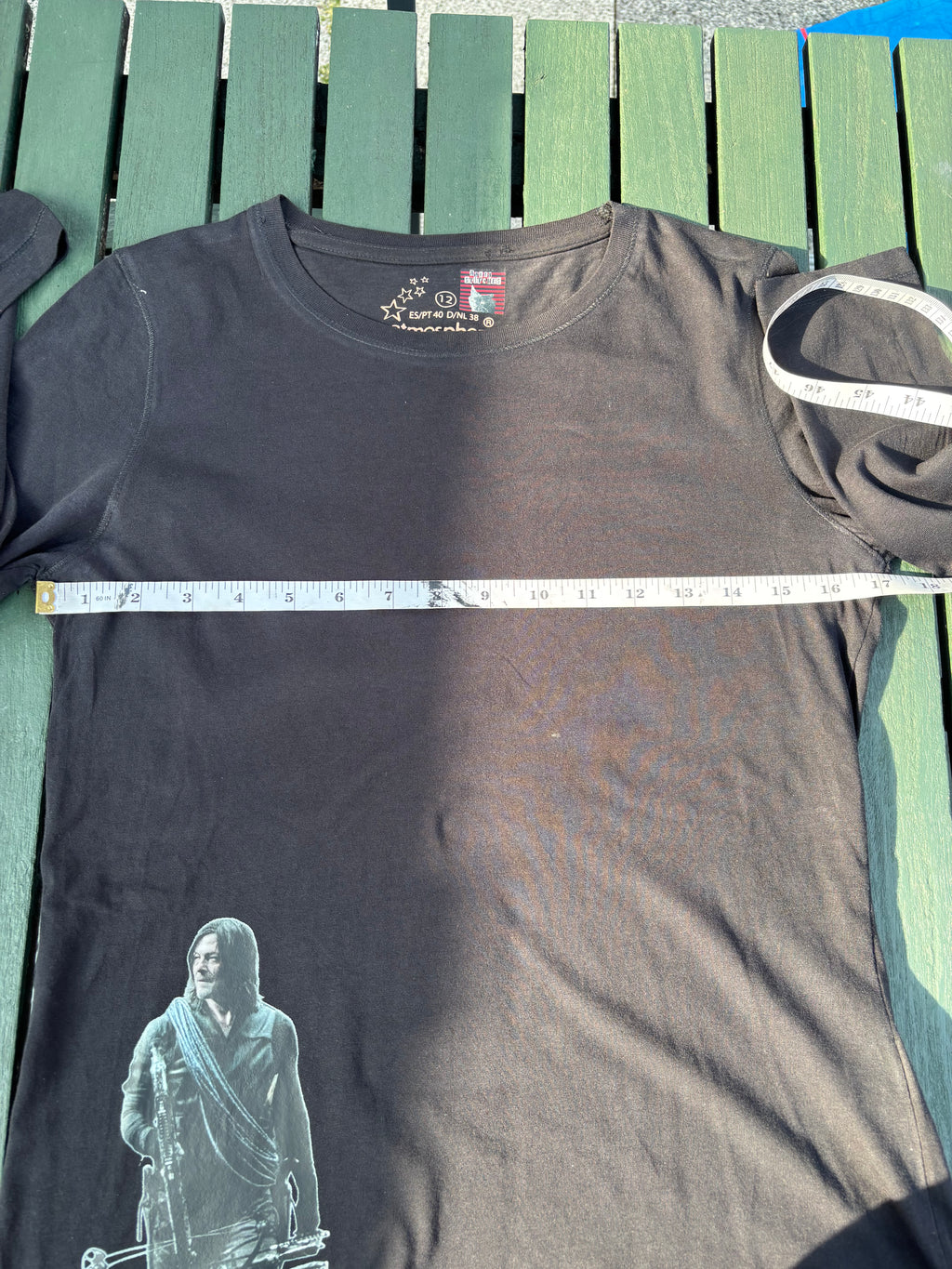 TWD Daryl Dixon inspired upcycled long sleeved black tshirt with wings
