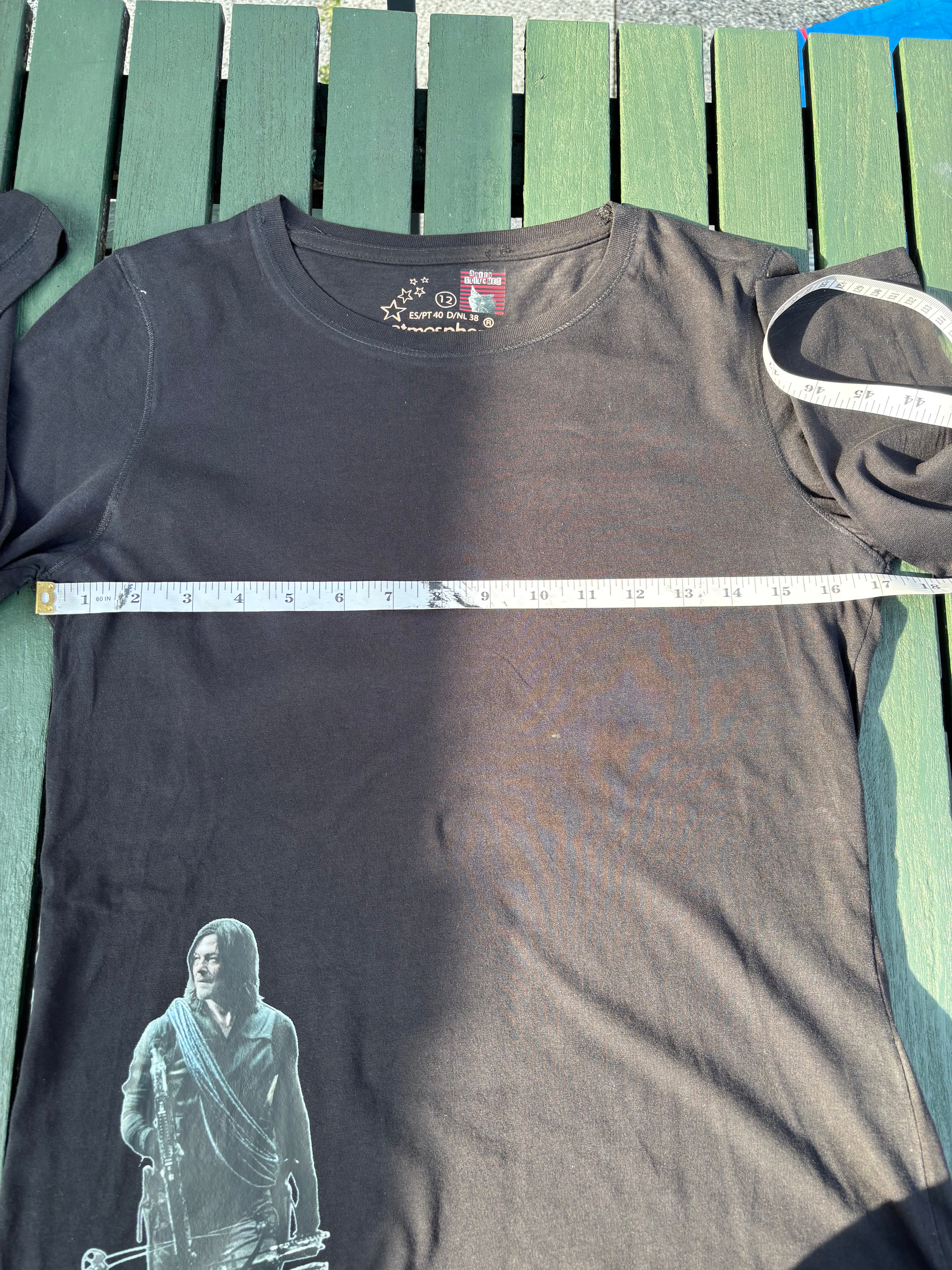 TWD Daryl Dixon inspired upcycled long sleeved black tshirt with wings