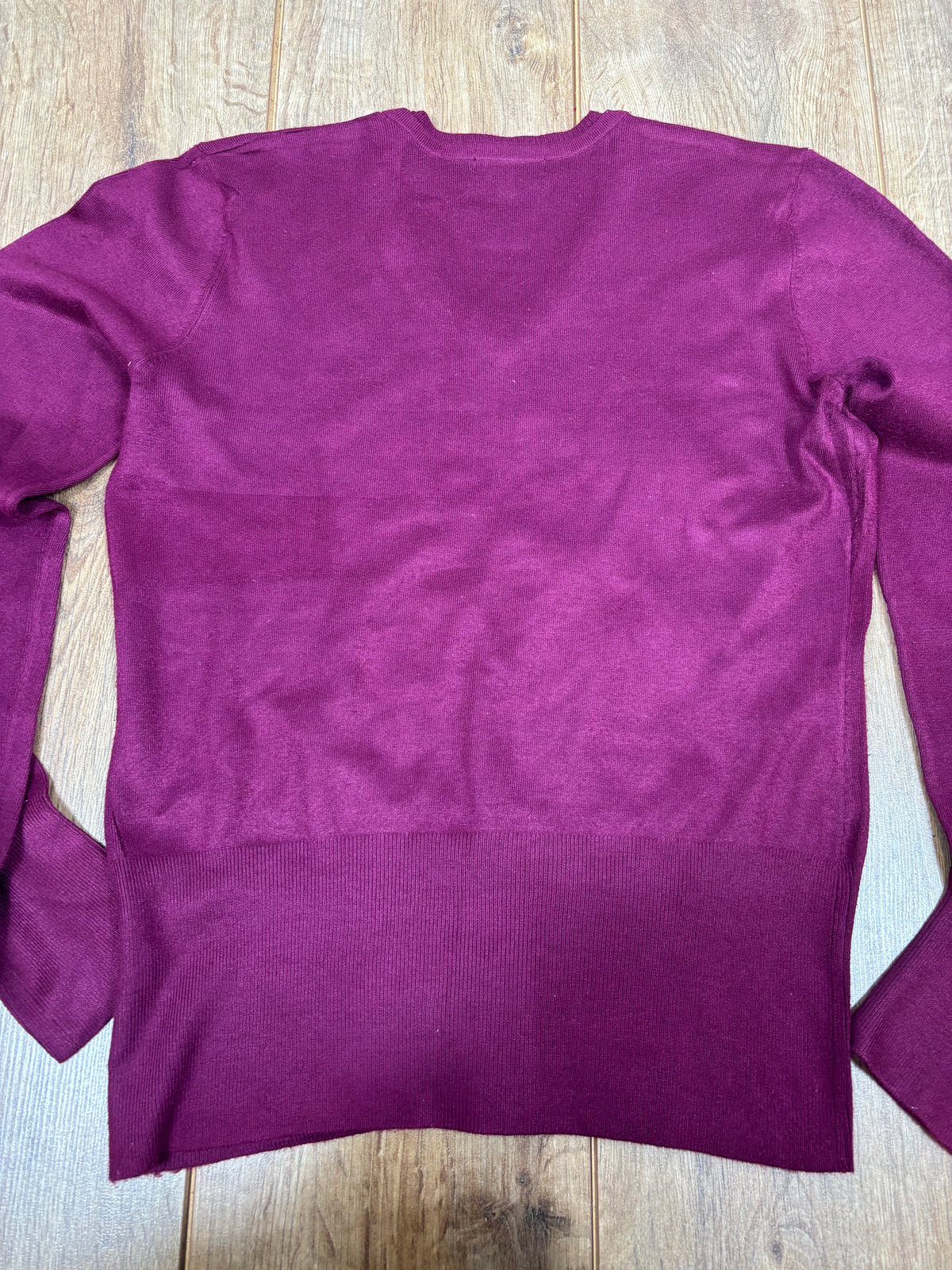 Upcycled royal purple v neck sweater with Hannibal print and patches