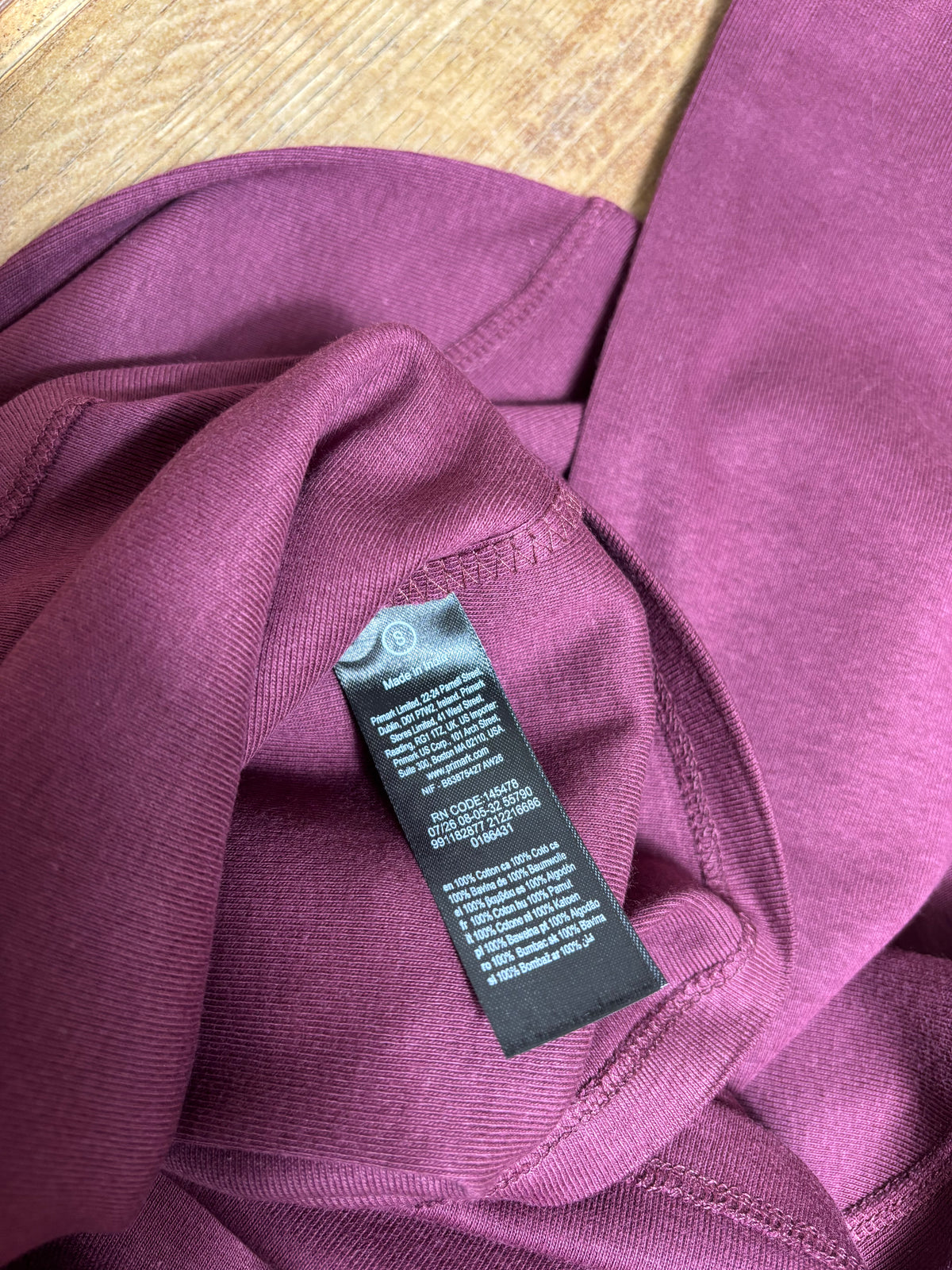 Purple Henley Style Long Sleeve T-shirt Angel Vintage Victorian Print