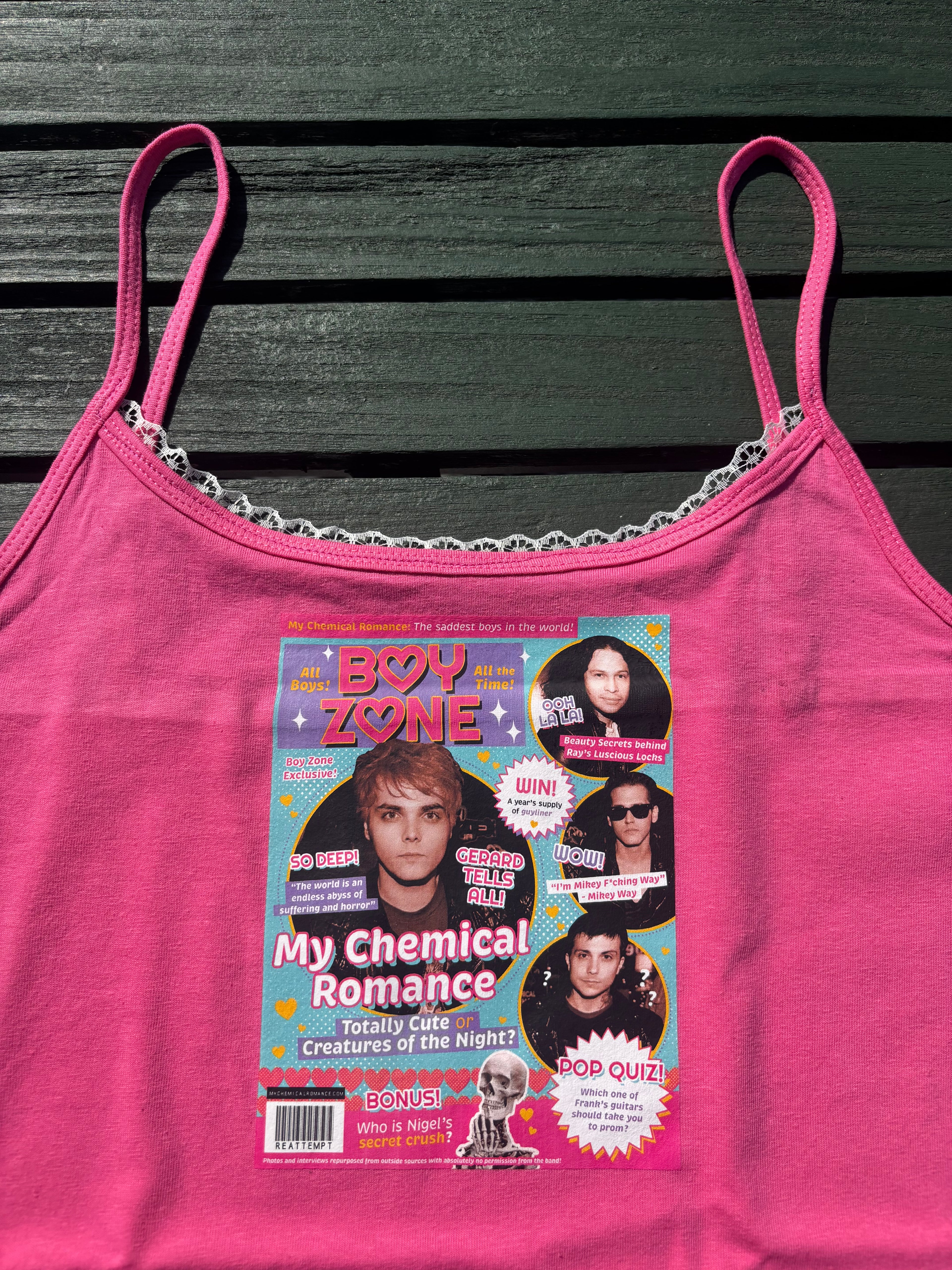 My chemical romance boy zone cami with white lace