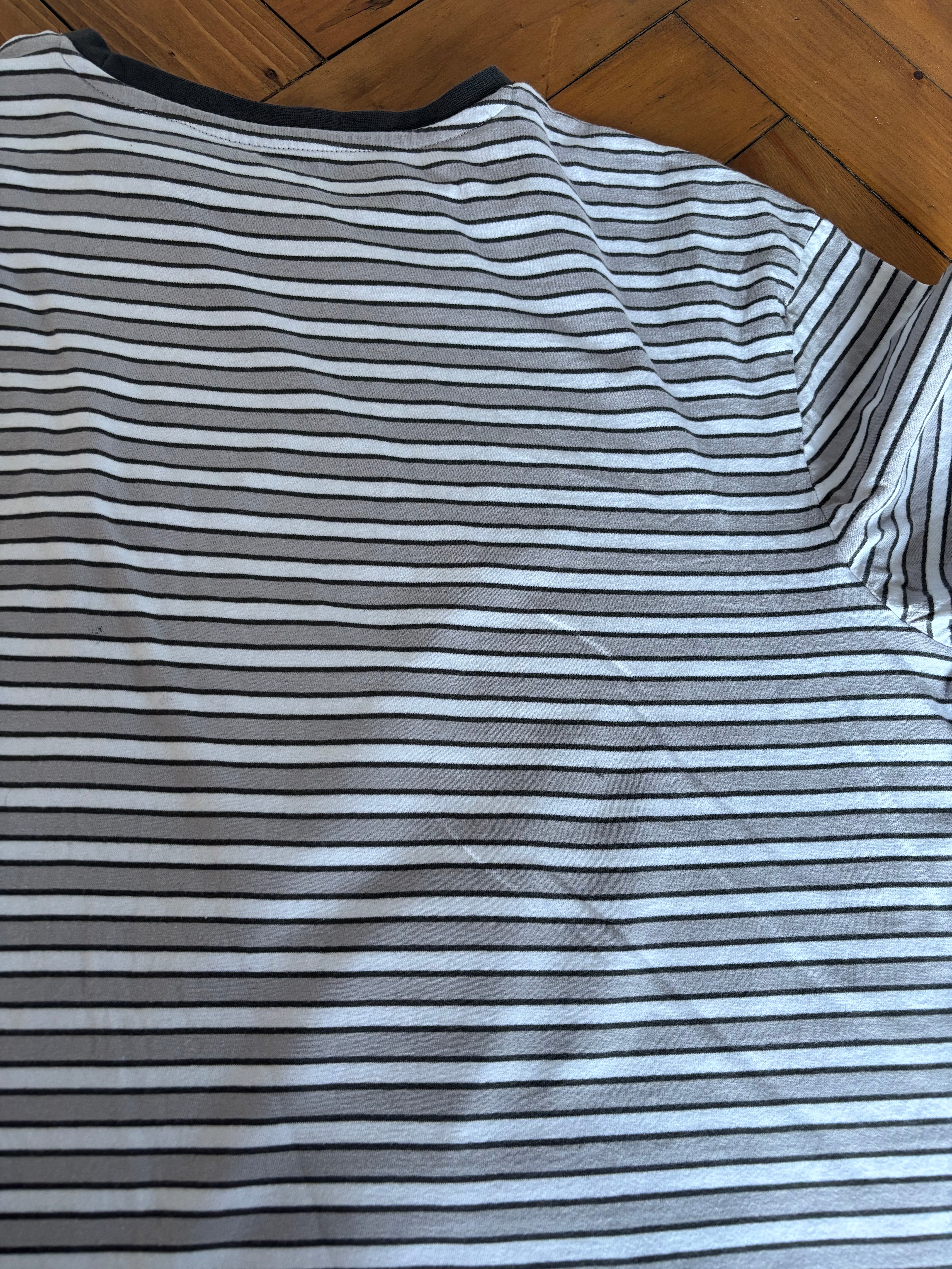 Striped alternative upcycled skull tshirt
