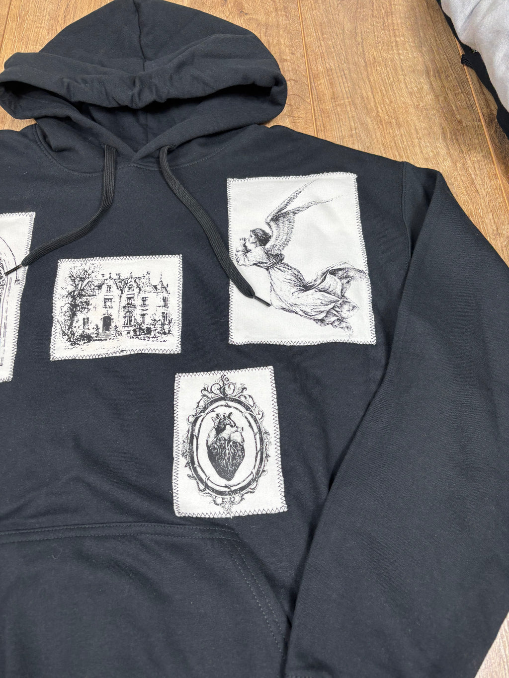 Alternative Black And White Patchwork Hoodie