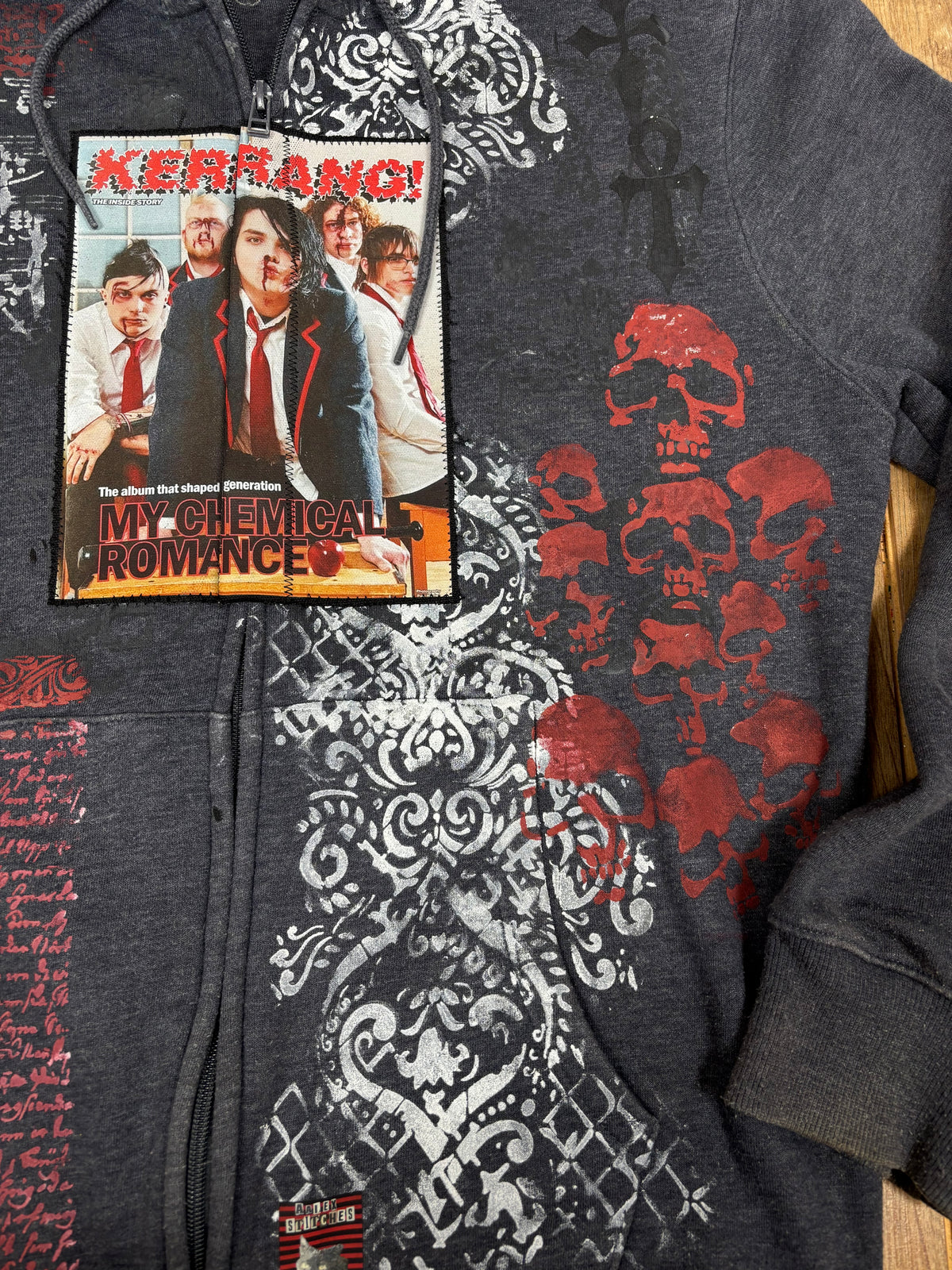 My Chemical Romance upcycled blue zip up hoodie