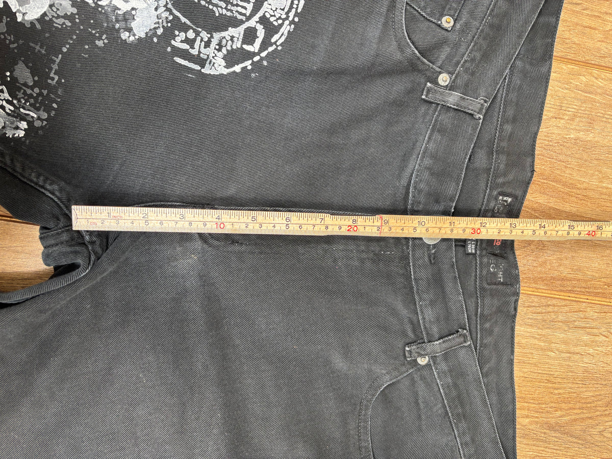 Black Alternative Upcycled Patchwork Demin Baggy Skater Jeans
