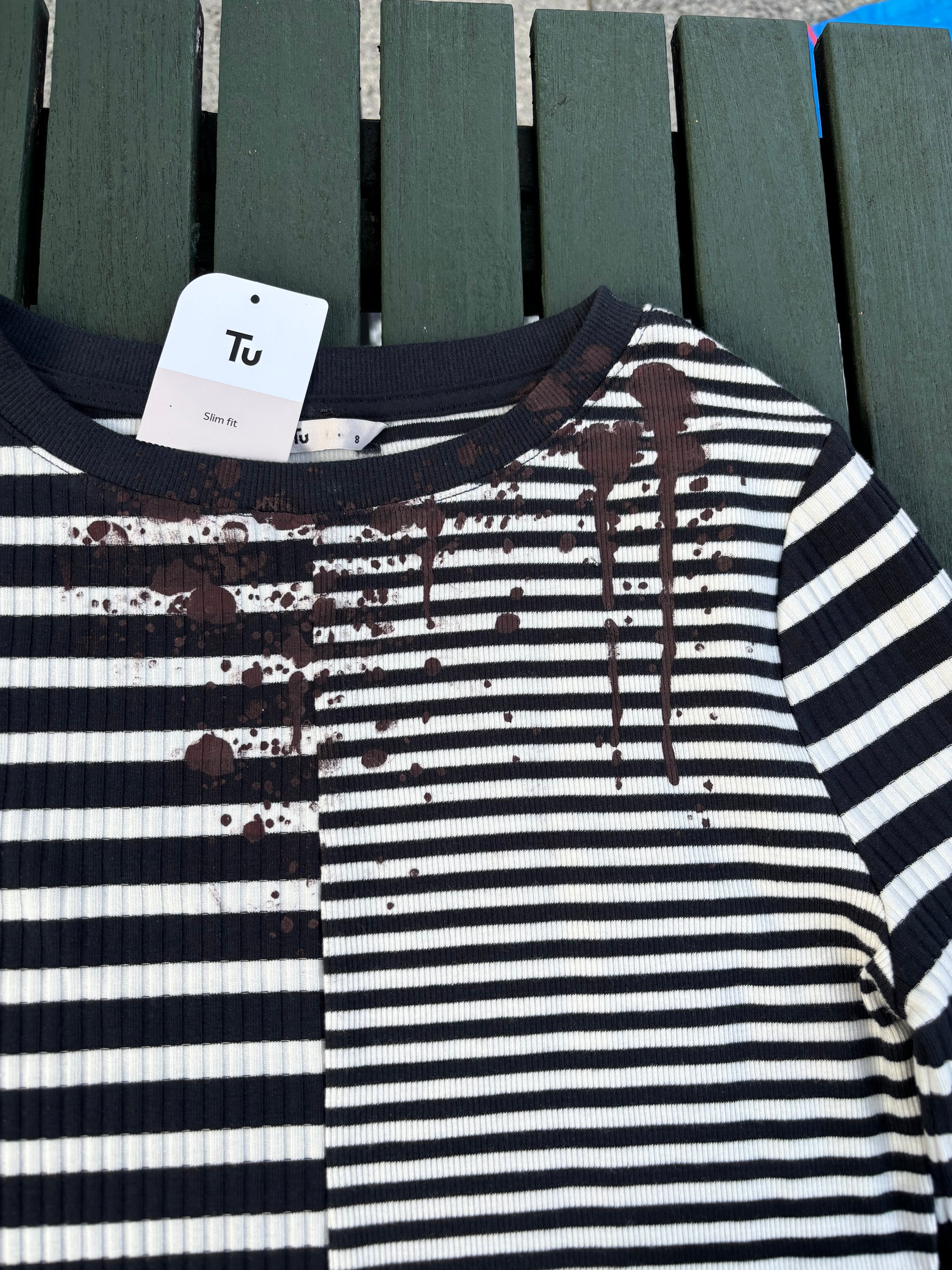 Striped long sleeved flair wrist striped tshirt