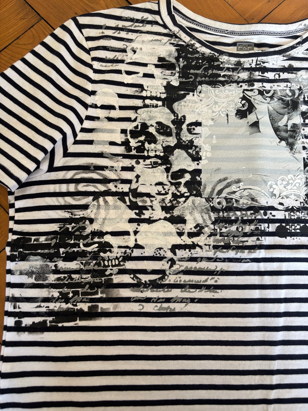 Hannibalnbc inspired striped black and white striped tshirt with skulls will graham