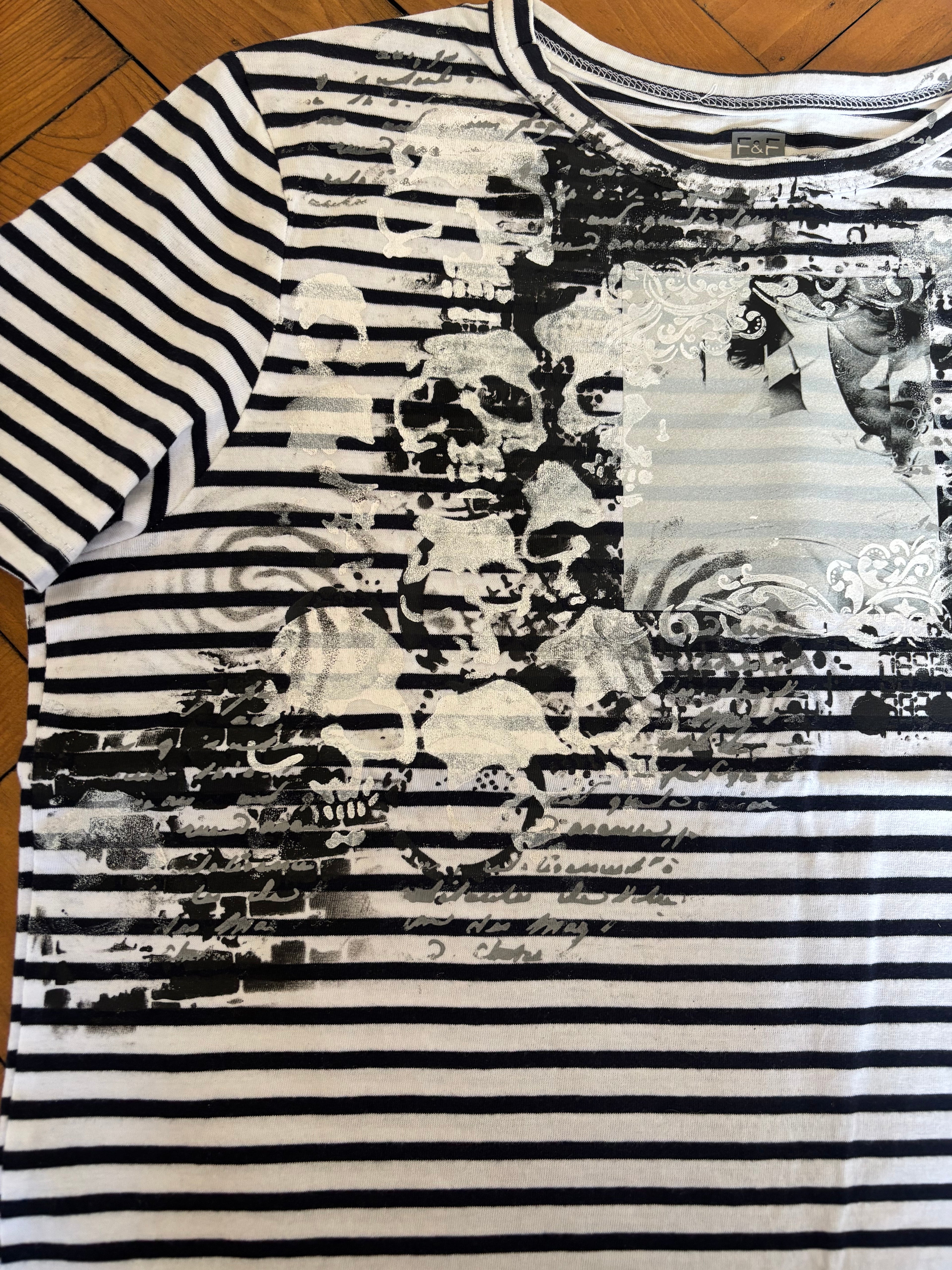 Hannibalnbc inspired striped black and white striped tshirt with skulls will graham