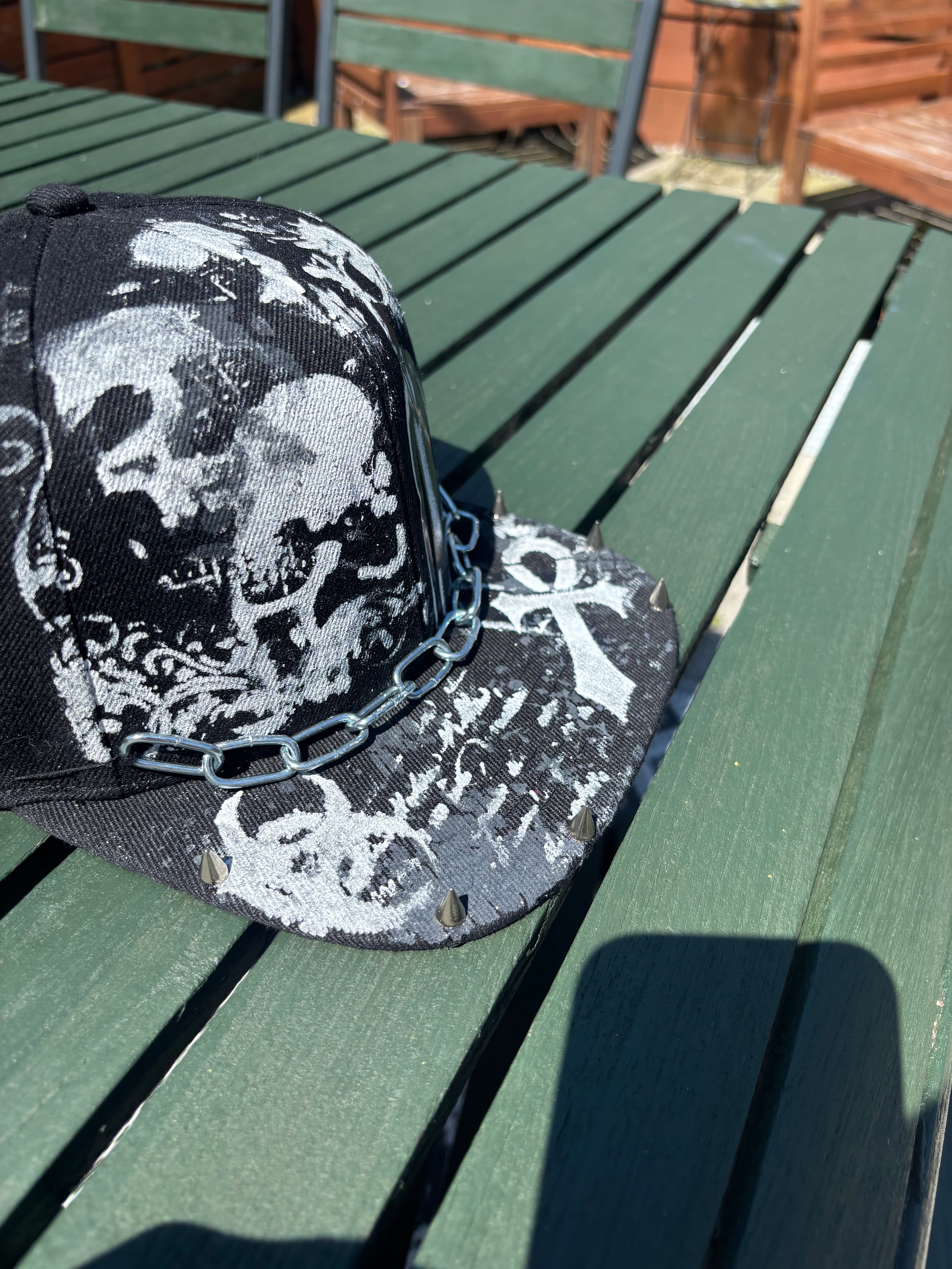Slenderman hat with metal work and chains
