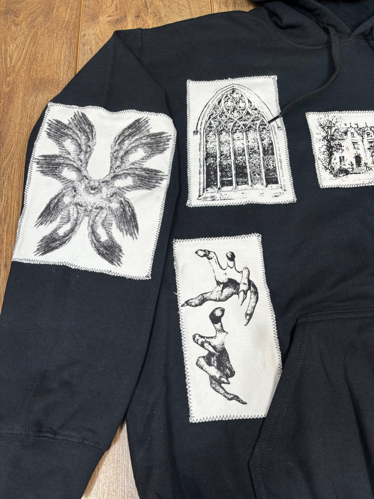 Alternative Black And White Patchwork Hoodie