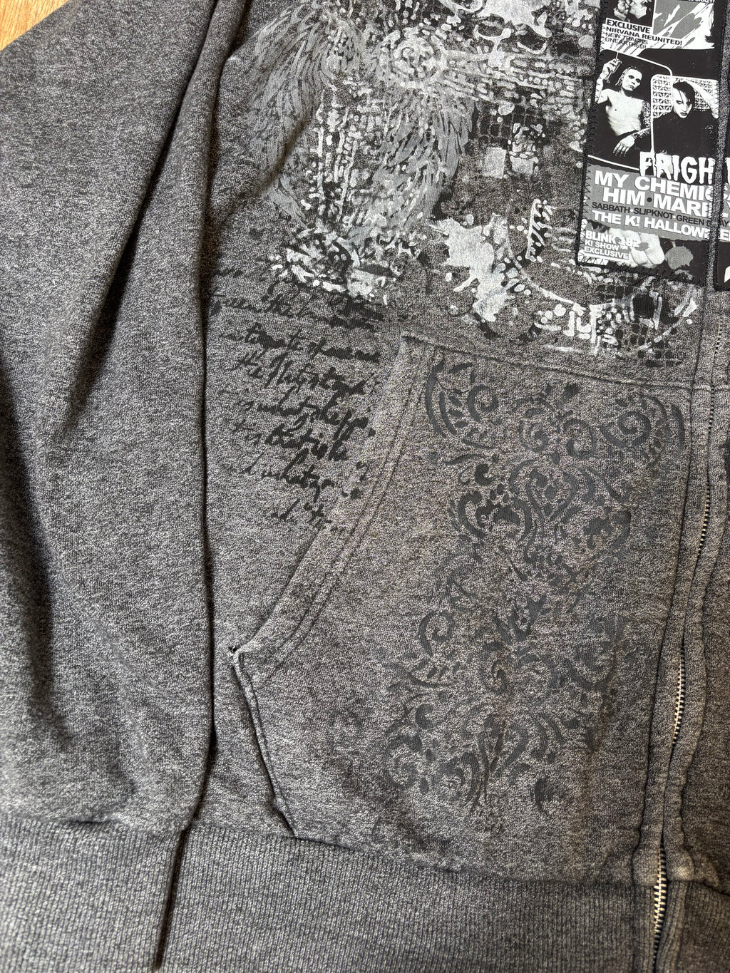 My Chemical Romance Upcycled Gray Zip Up Hoodie