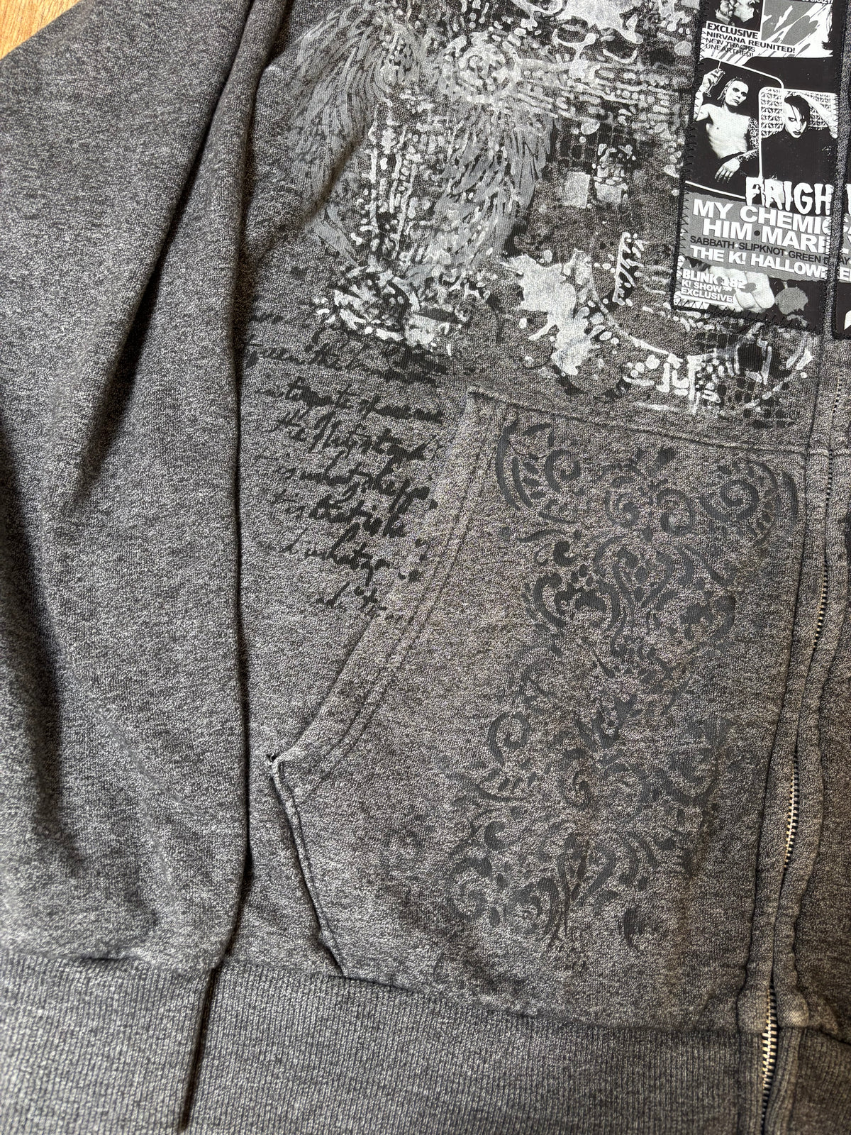 My Chemical Romance Upcycled Gray Zip Up Hoodie
